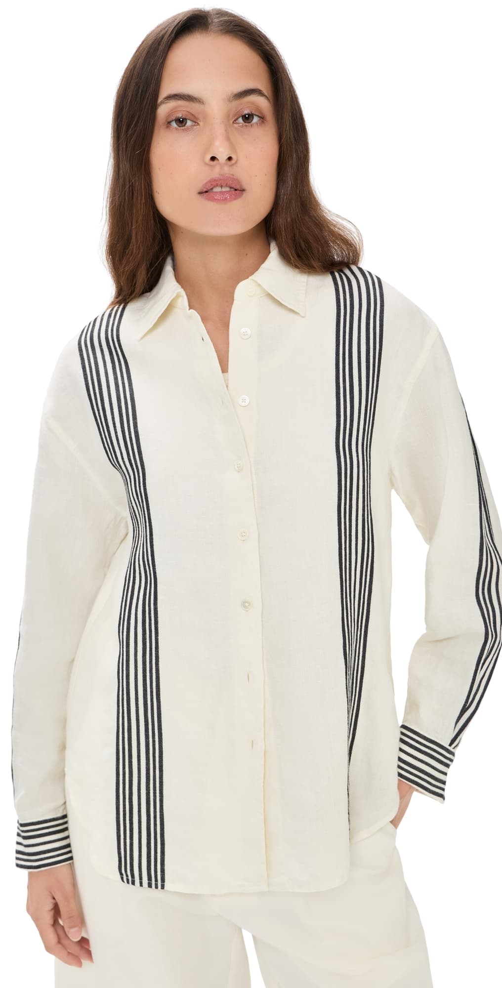Madewell The Easy Linen Shirt Bold Placement Stripe Black