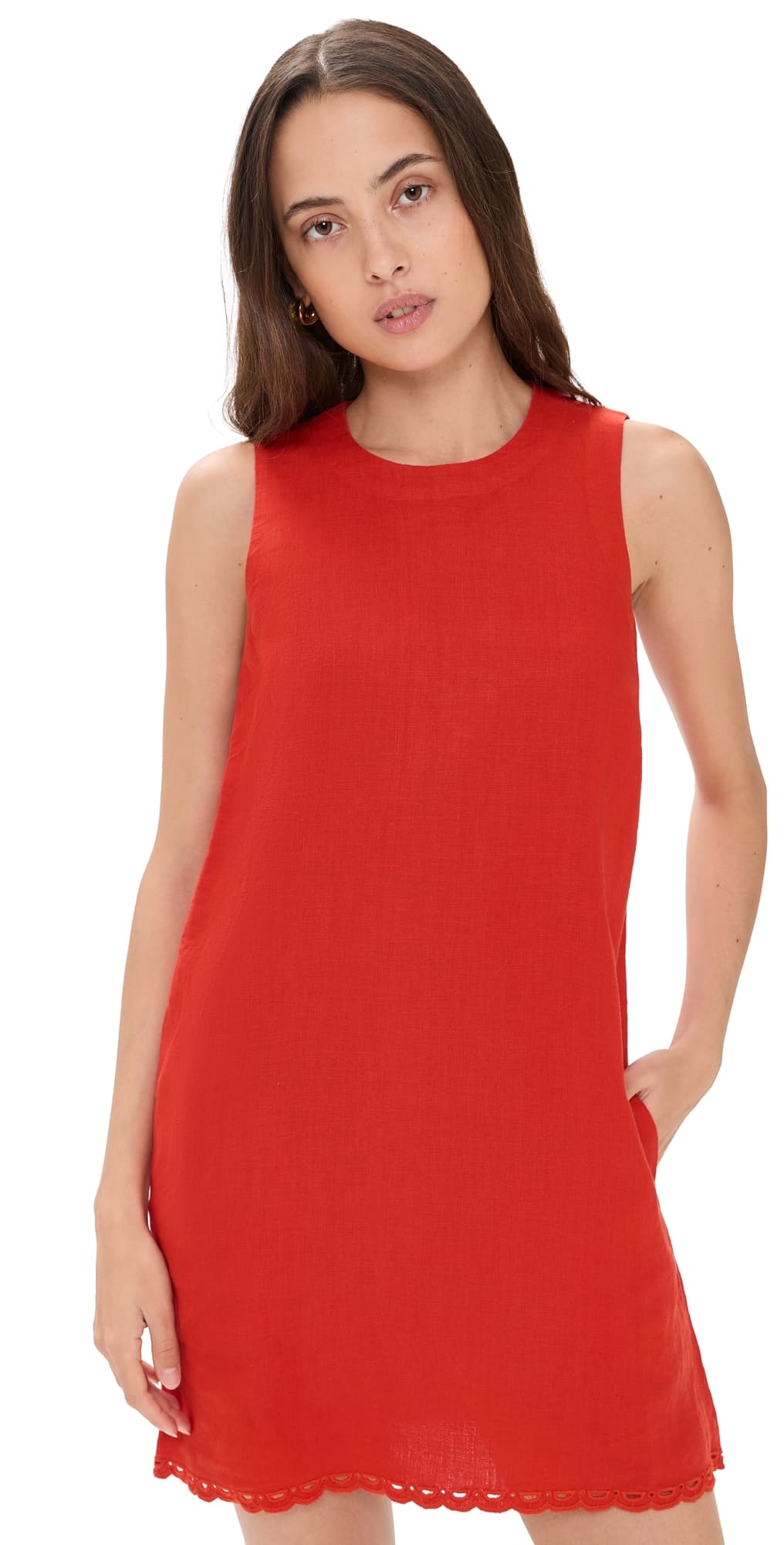 Madewell Embroidered Mini Linen Shift Dress Wild Poppy