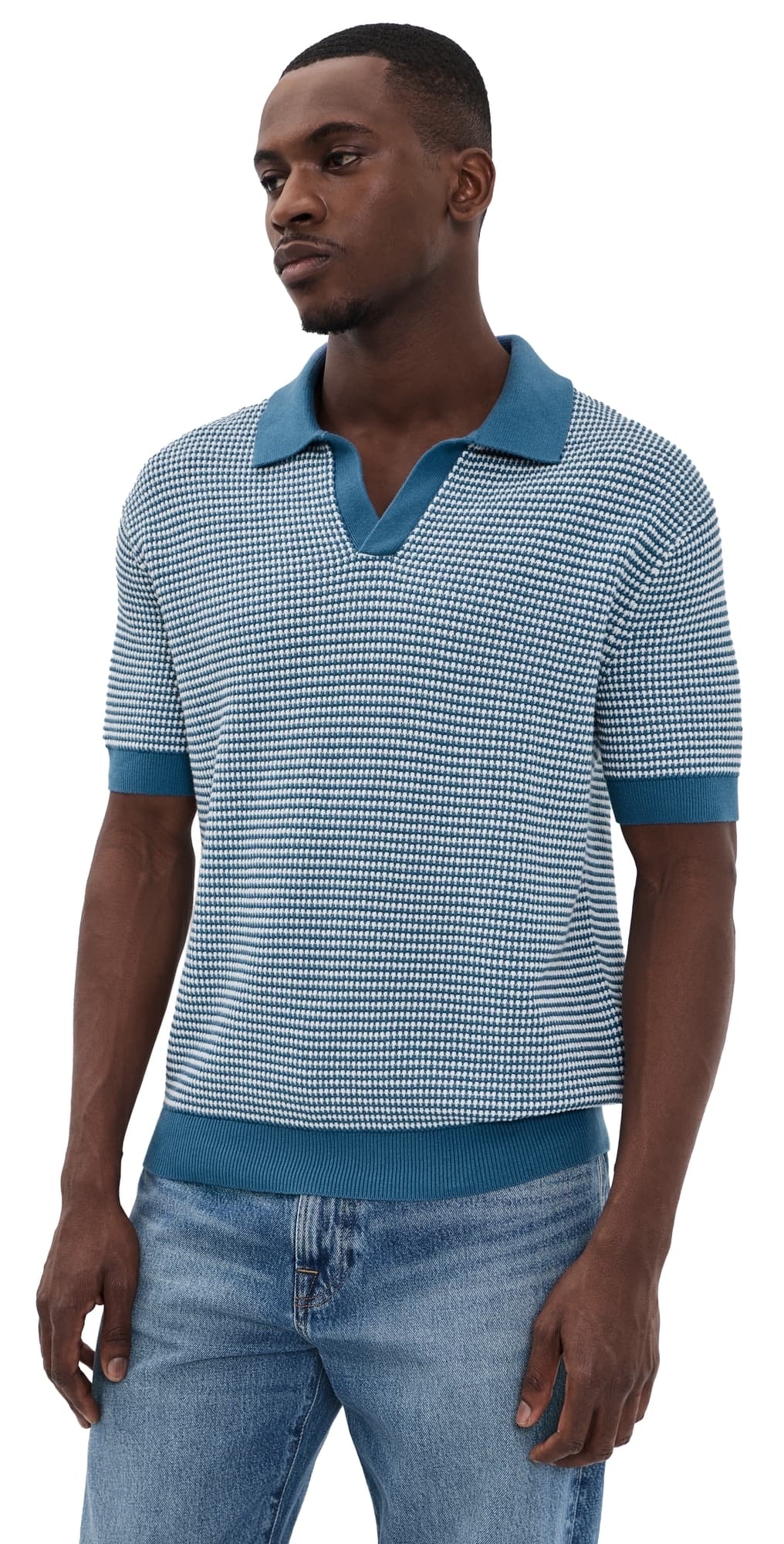 Madewell JC Stitch Polo Steel Blue