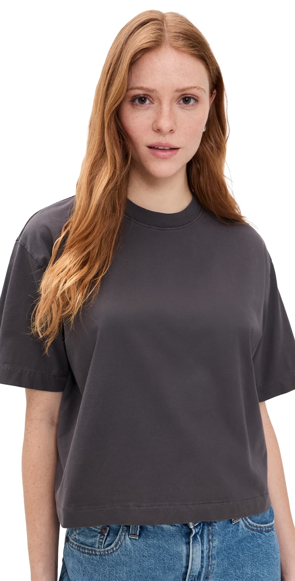 Madewell The Boxy Crop Tee In Allday Jersey Black Coal