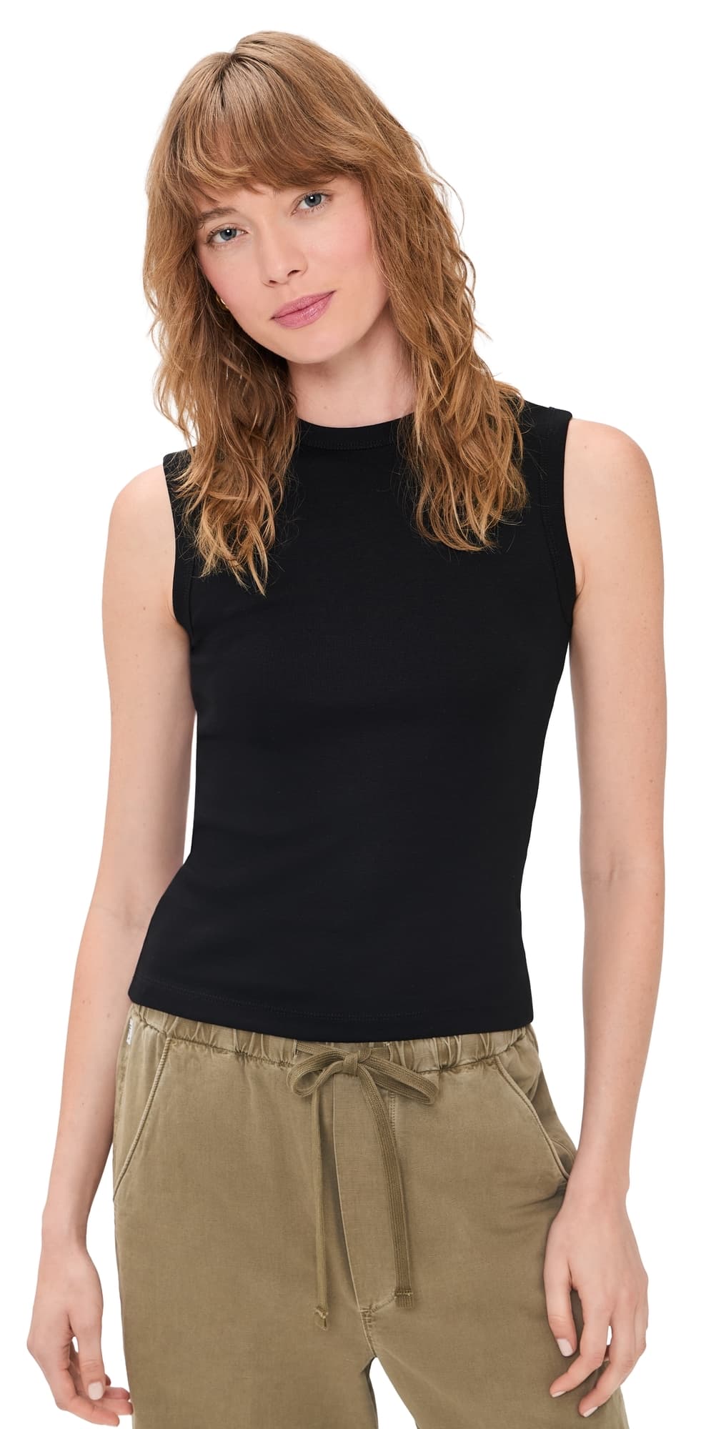Madewell The 90s Shell Tank In Compact Cotton Jet Black