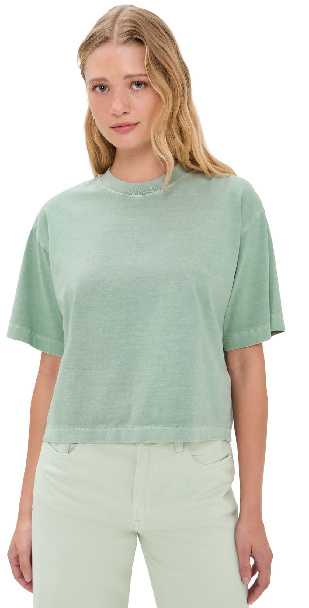 Madewell x Shopbop Boxy Crop Tee Pale Celadon