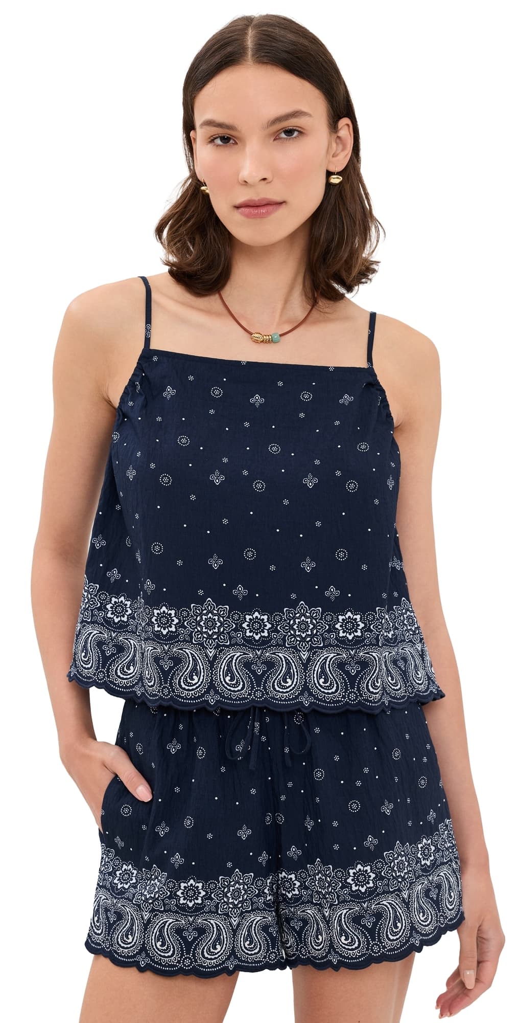 Madewell x Shopbop Spaghetti-Strap A-Line Top Bandana Mix White