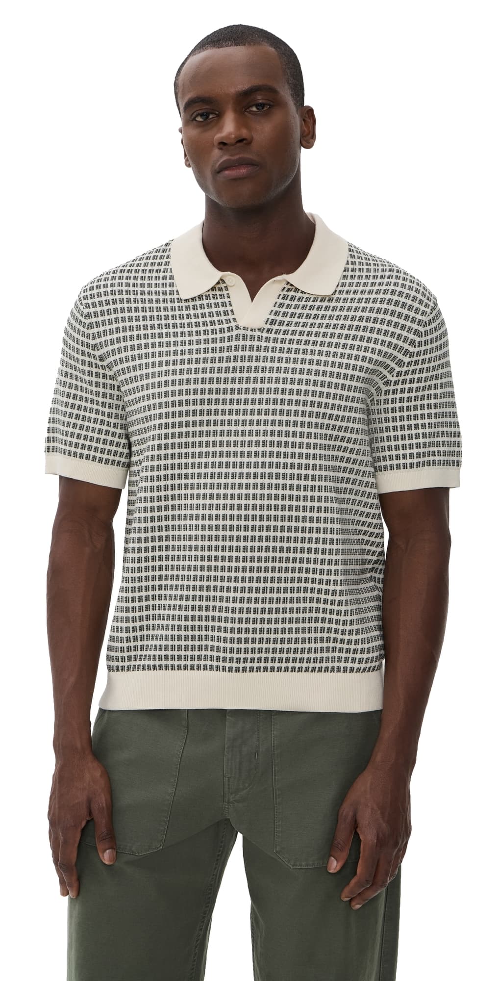 Madewell x Shopbop Sum Stitch Single Button Polo Shirt Vintage Ivory