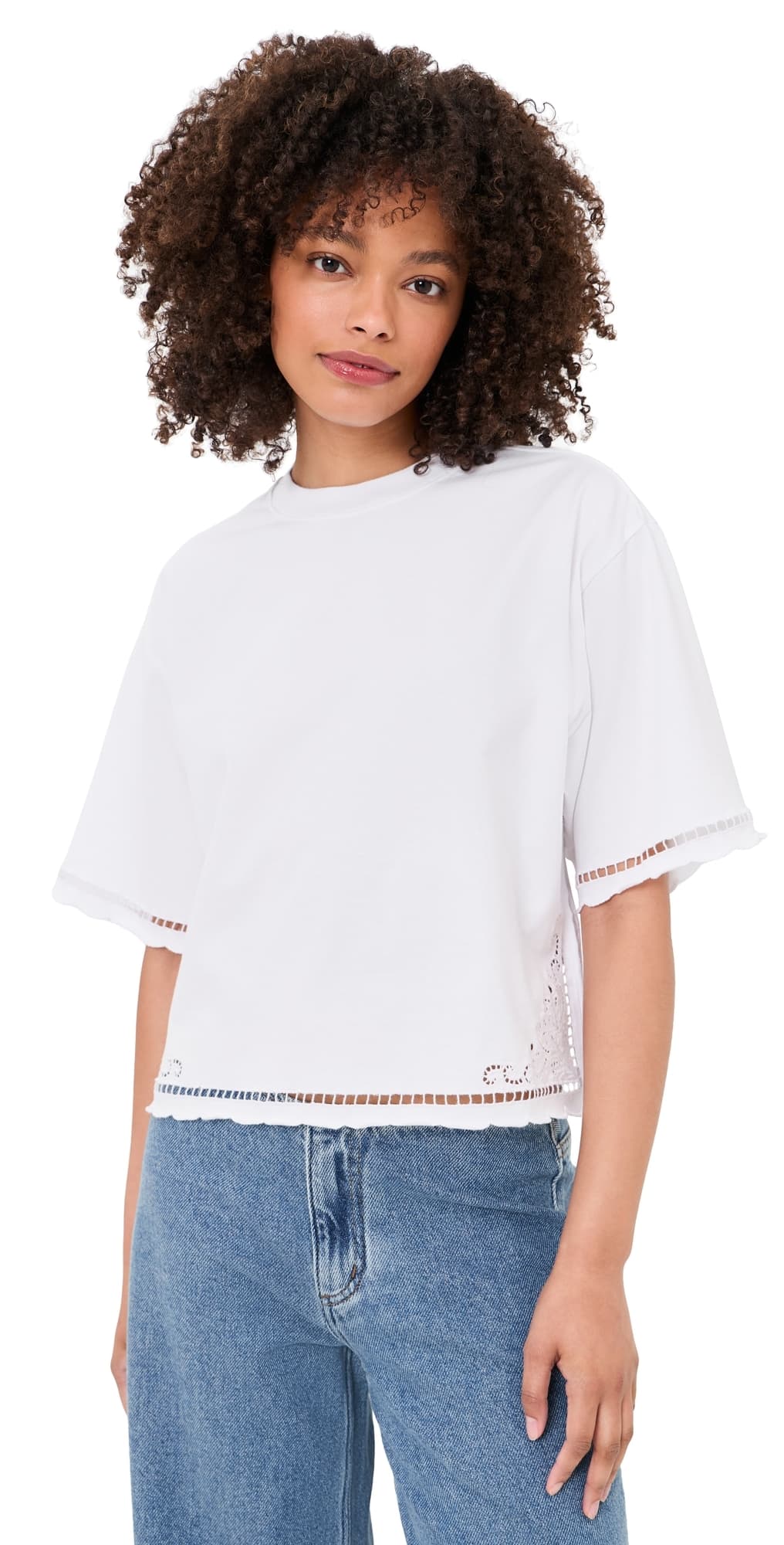 Madewell The Boxy Crop Tee in Allday Jersey Eyelet White