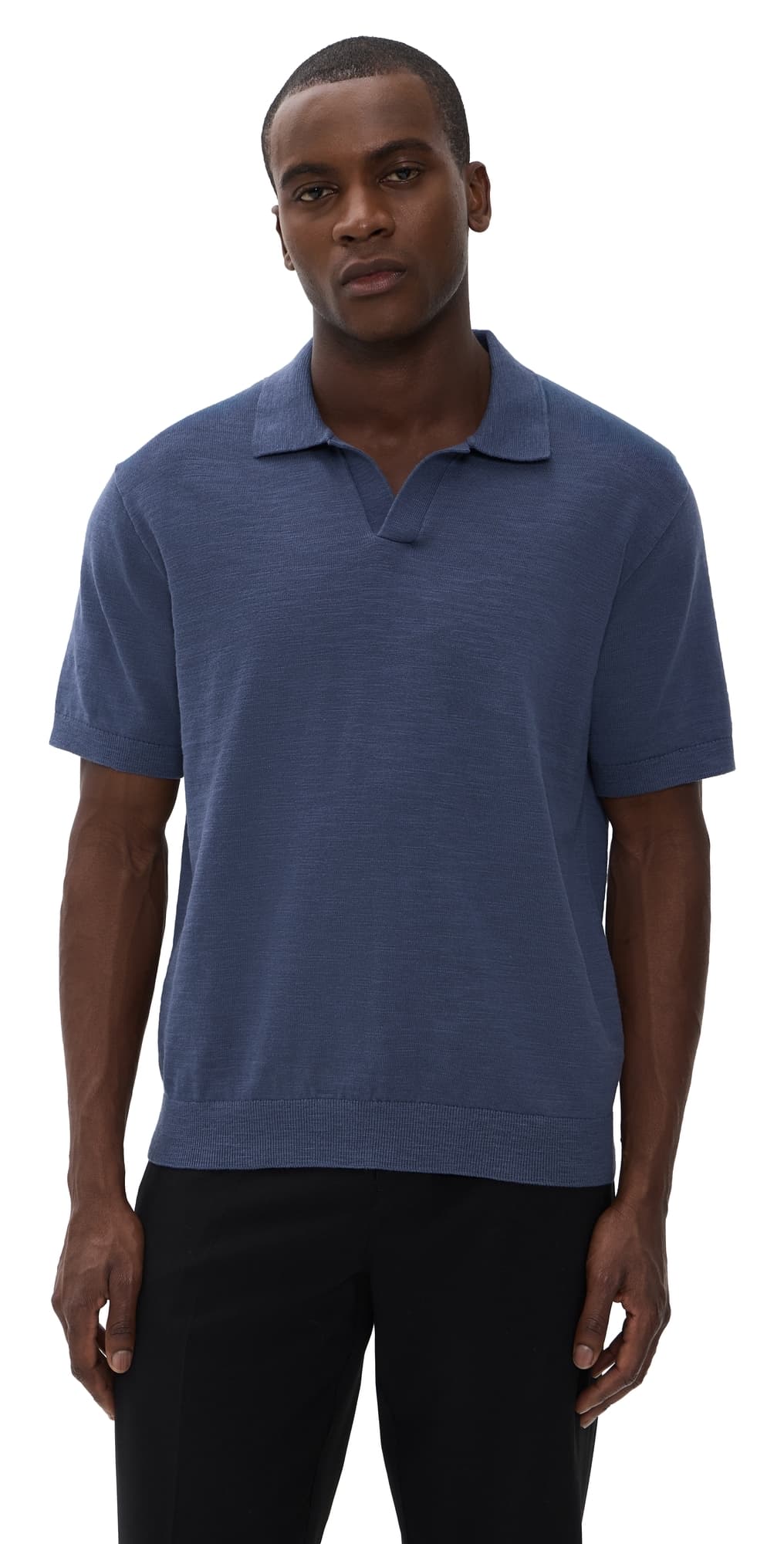 Madewell Johnny-Collar Sweater Polo Shirt Petrol Navy