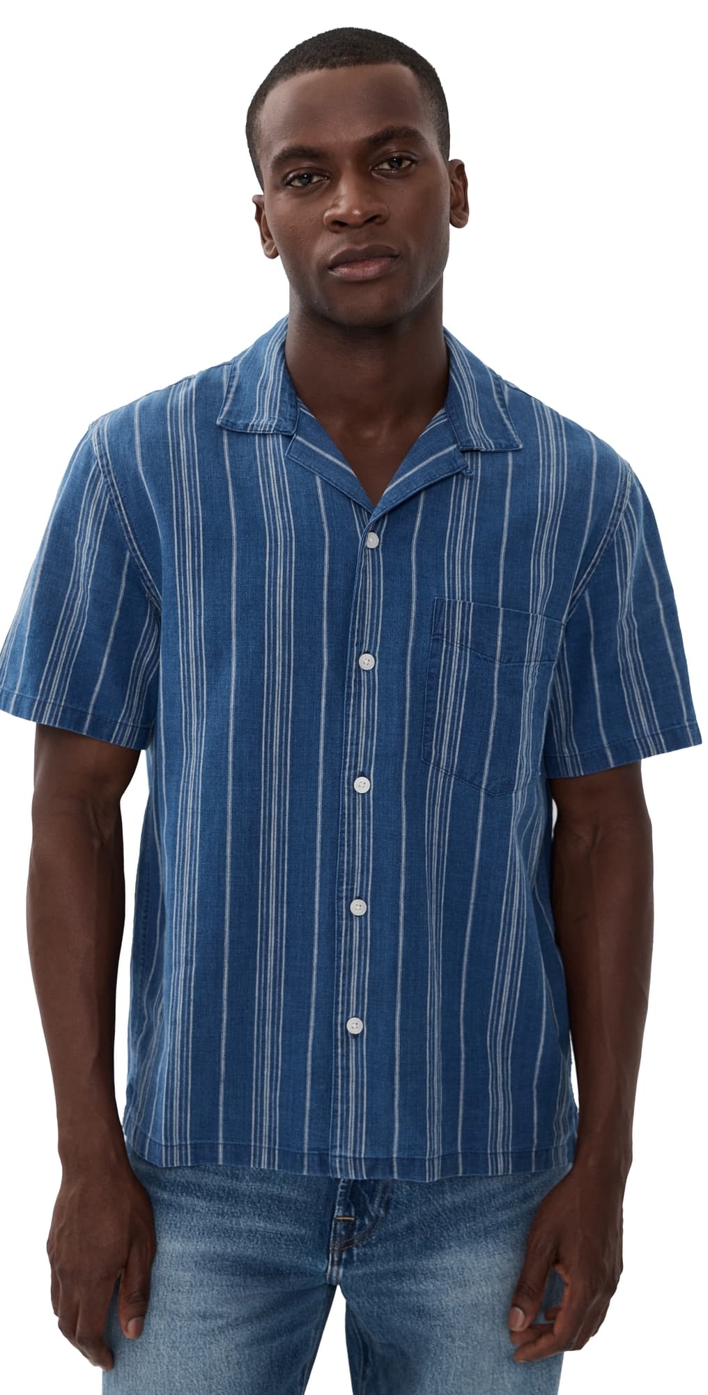 Madewell Short Sleeve Indigo Novelty Shirt Neal Stripe