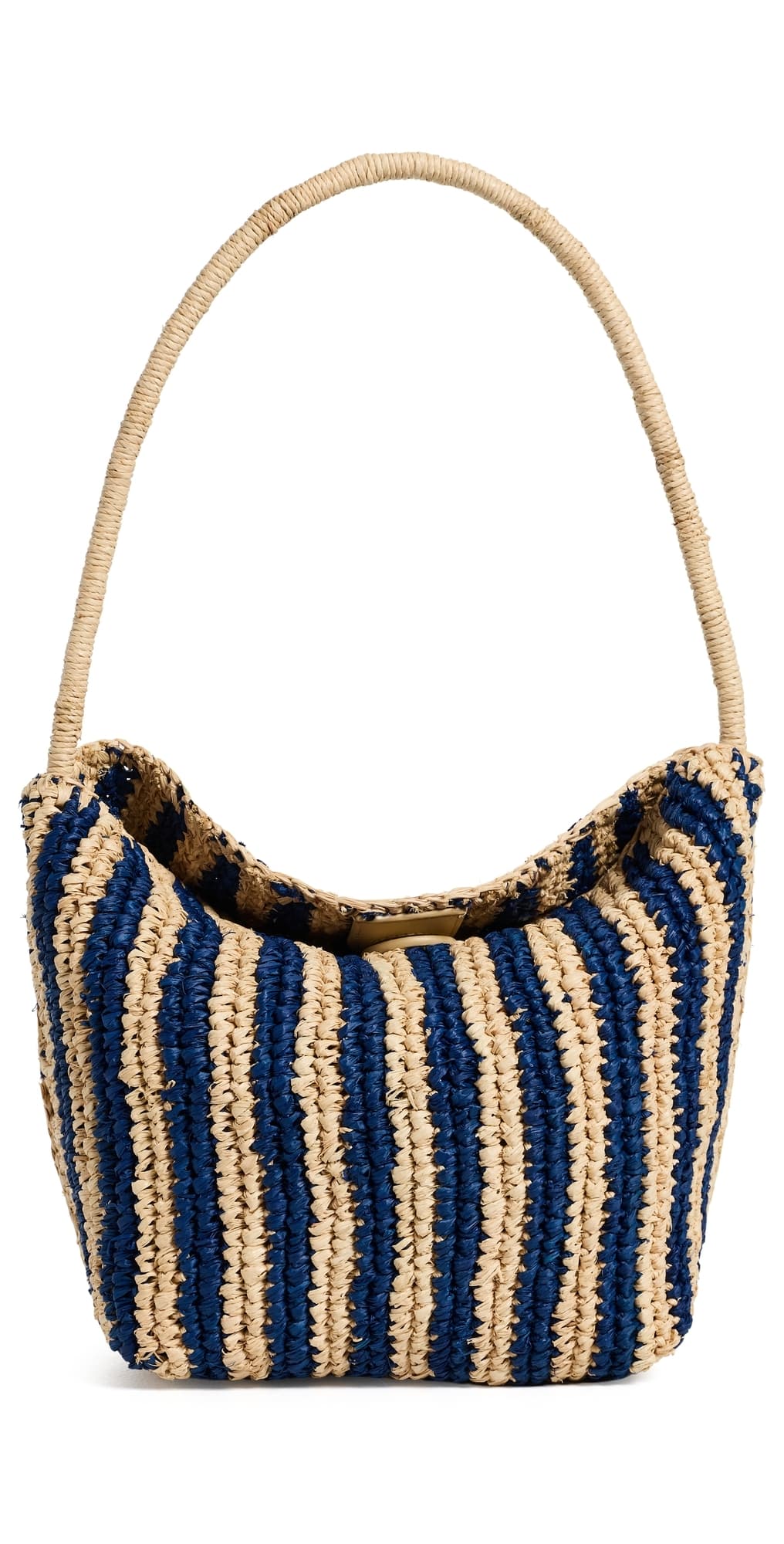 Madewell Handwoven Shoulder Bag - Raffia Stripe Retro Blue Stripe Multi