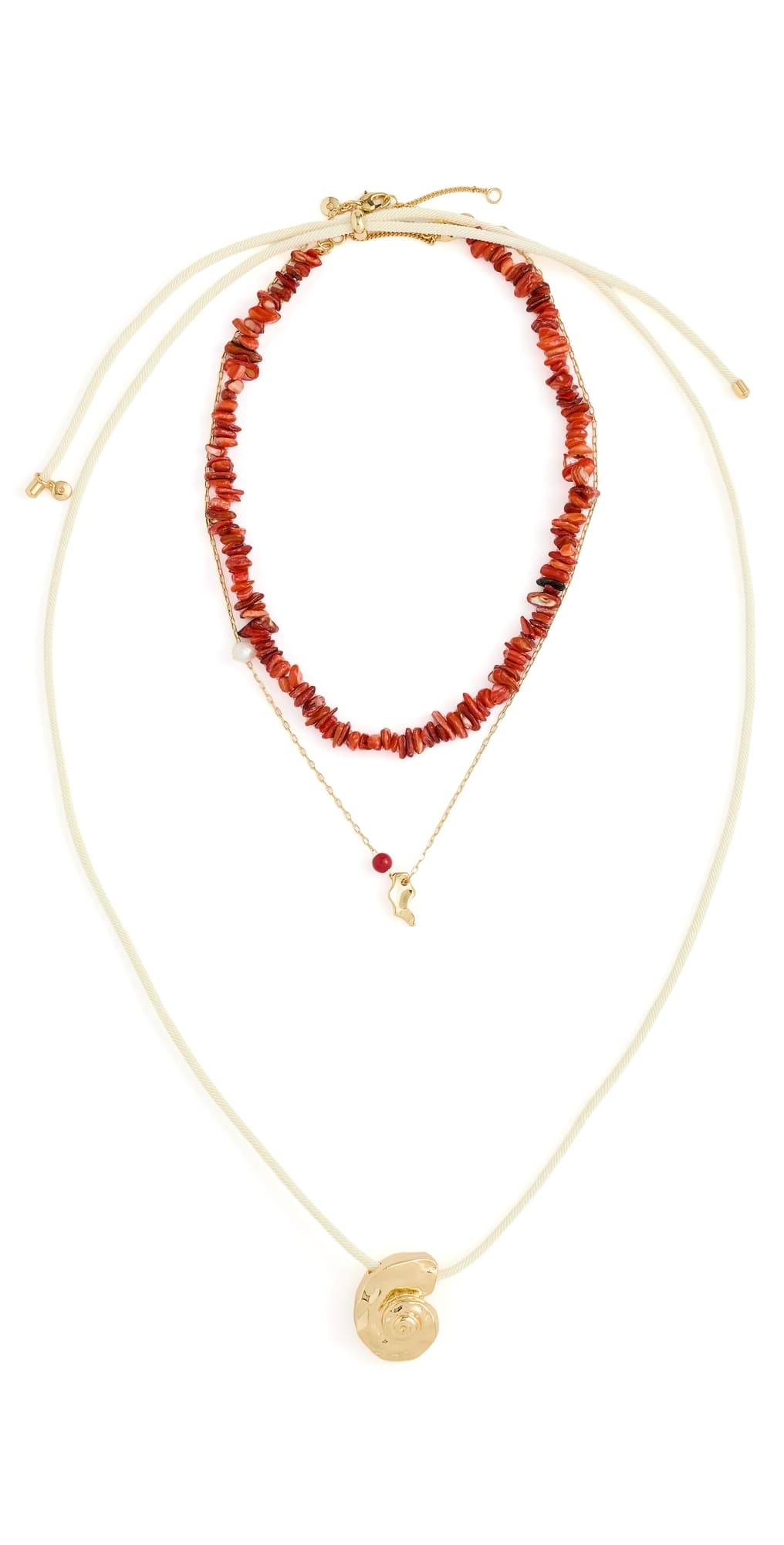 Madewell Puka Shell Mixed Necklace Layer Pack Enamel Red · One Size
