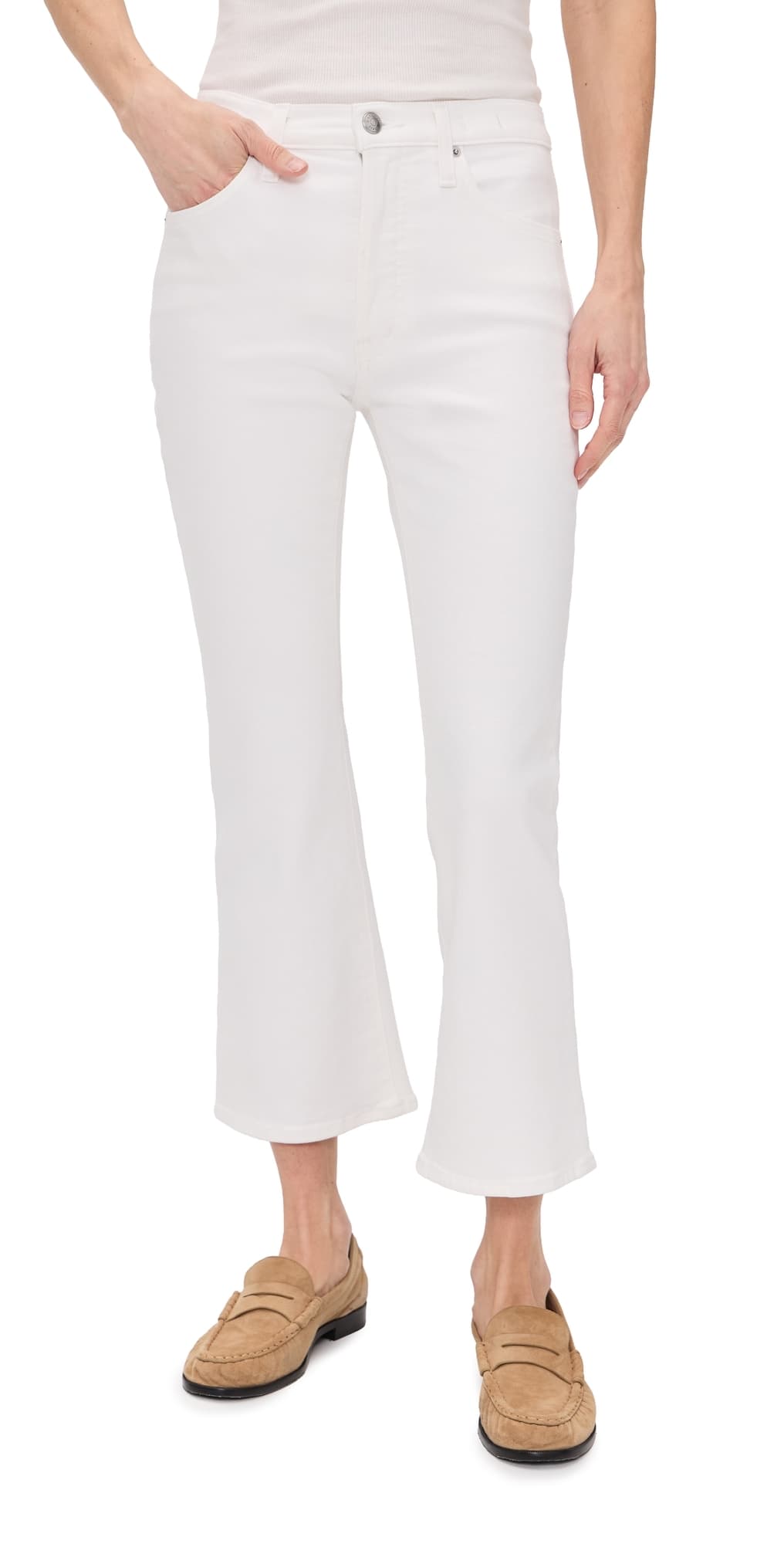 Madewell The Petite Stretch Flare Crop Jeans Tile White
