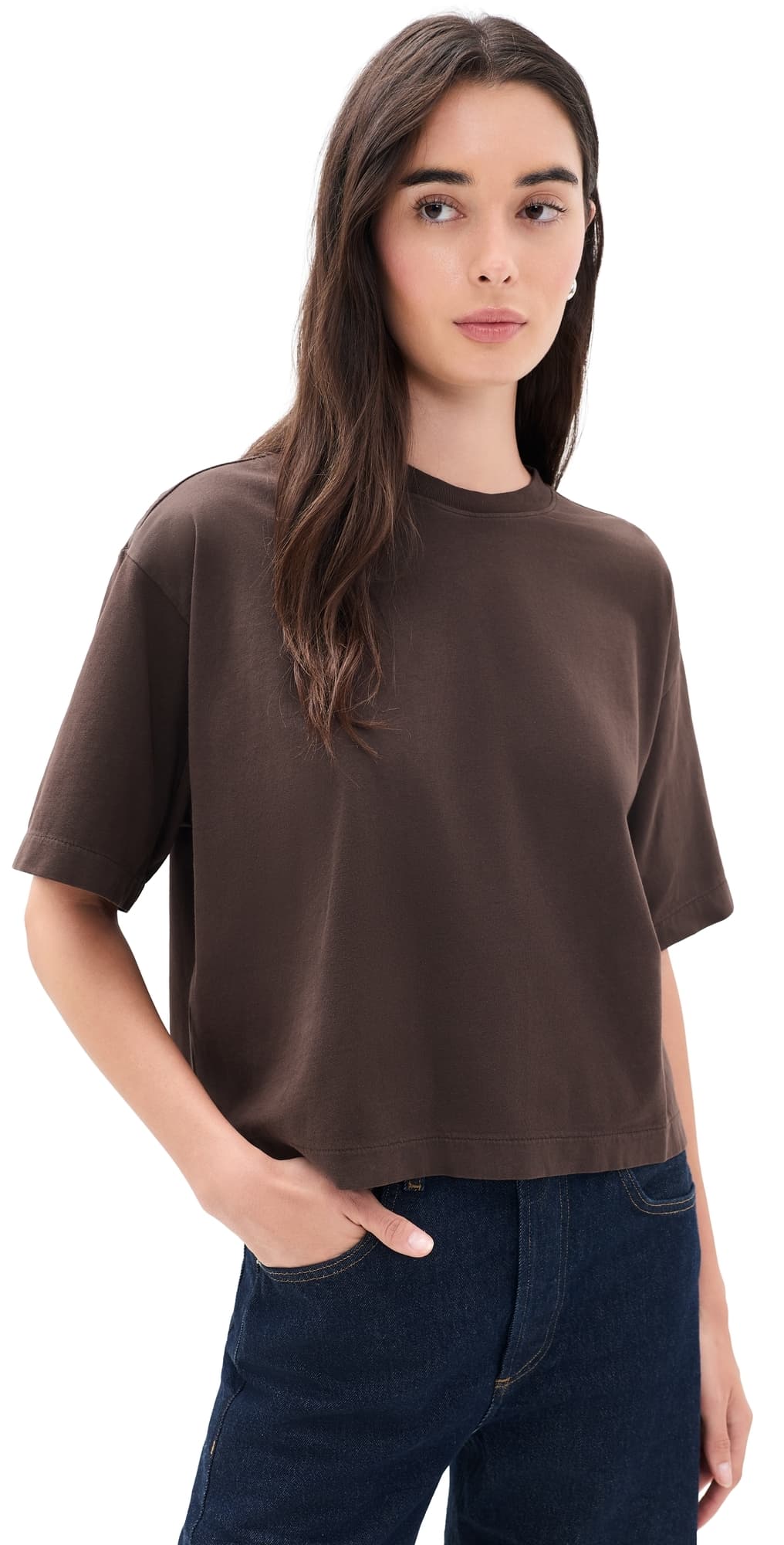 Madewell The Boxy Crop Tee In Allday Jersey Dark Chicory