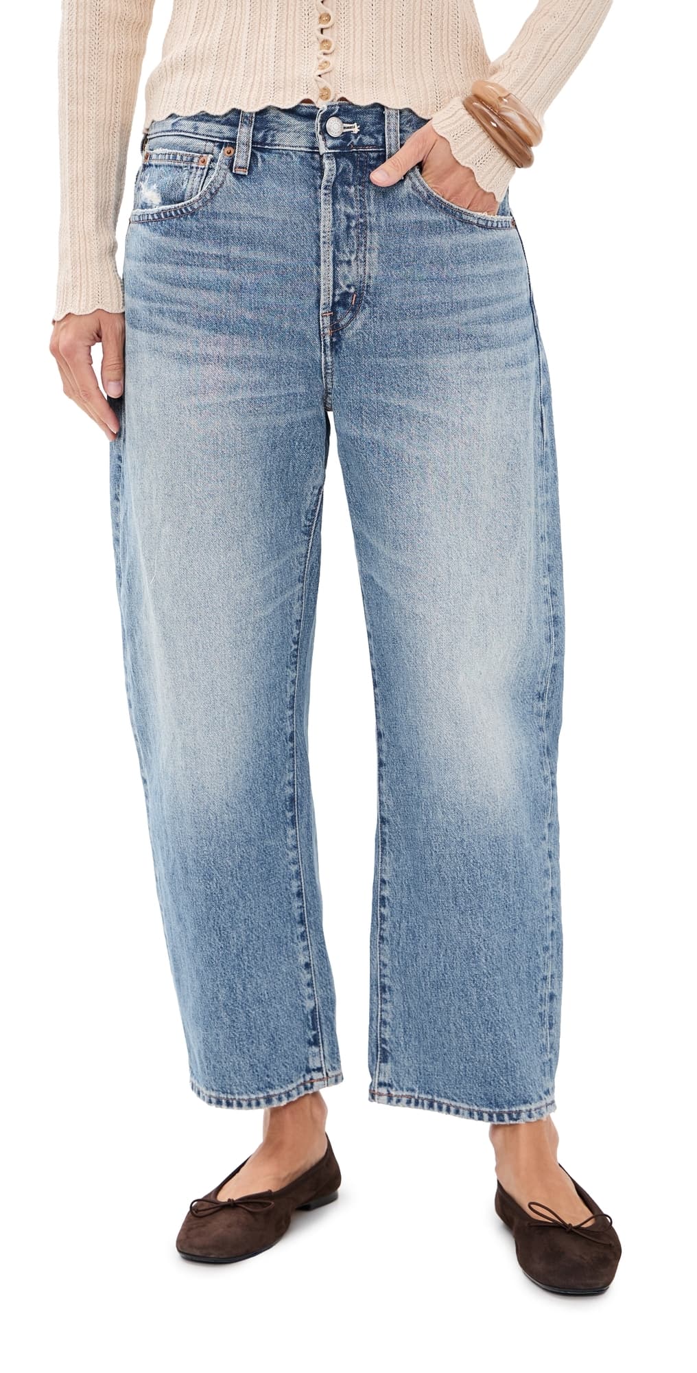 Madewell The Short Barrel-Leg Jeans Solstice Wash