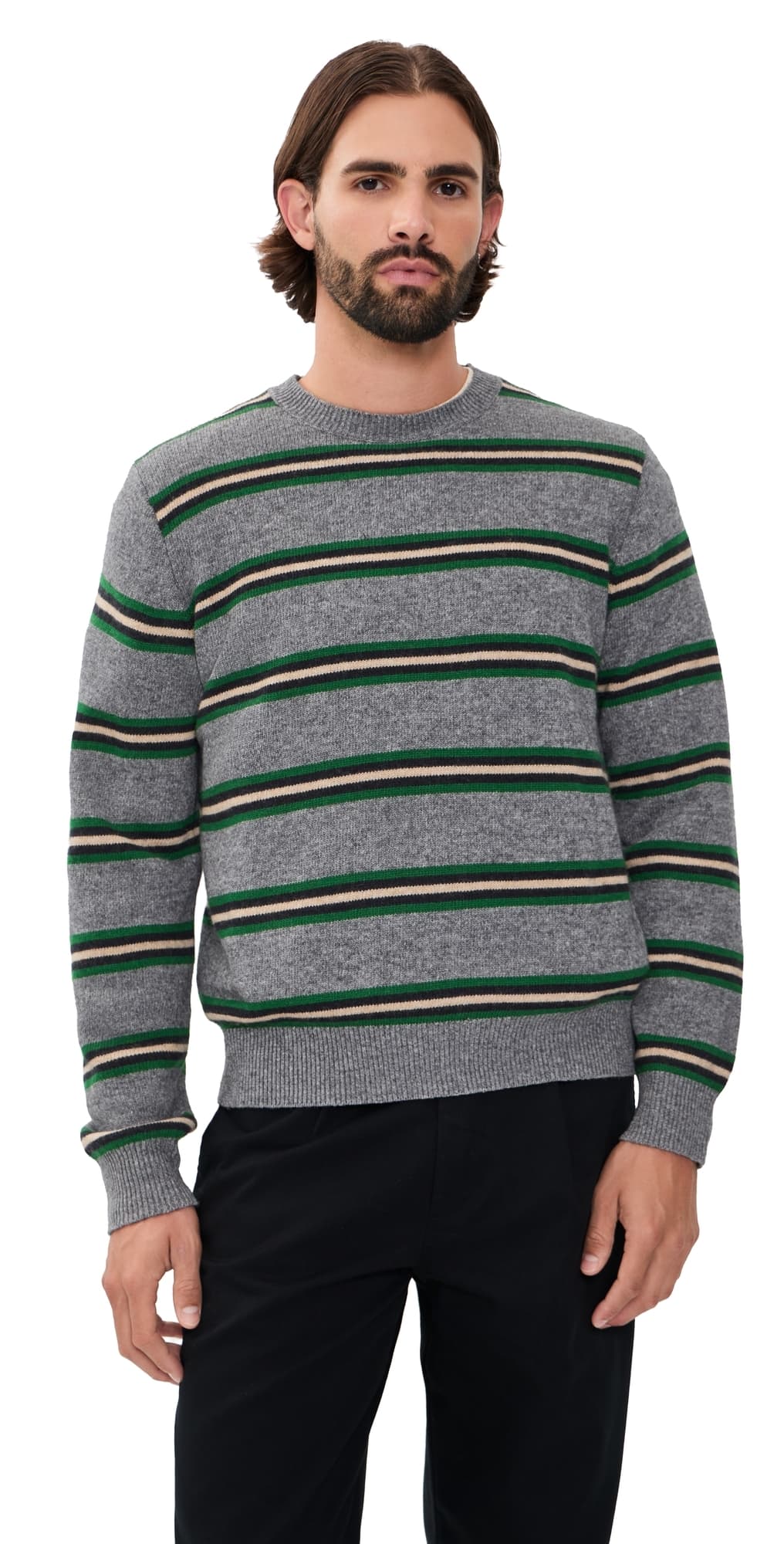Madewell Frances Stripe Crew Sweater Heather Grey