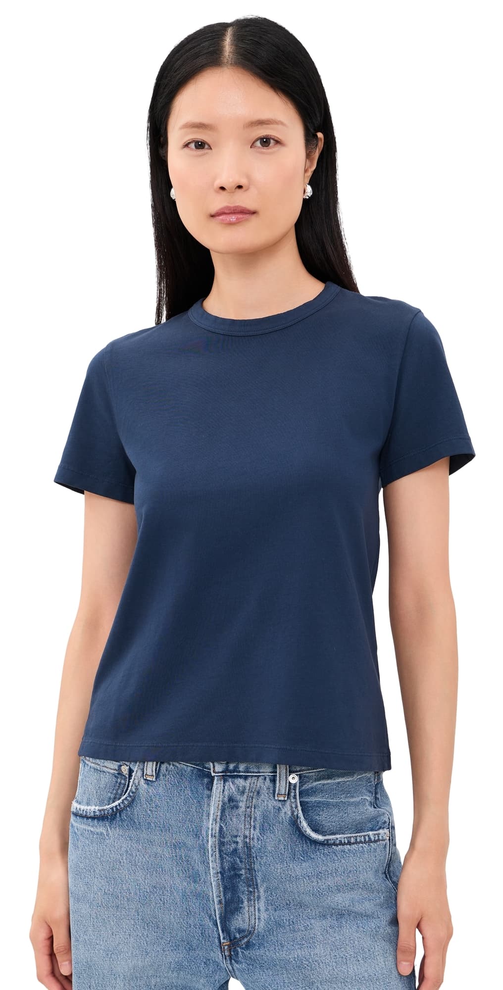 Madewell The Perfect Crewneck Tee in Allday Jersey Deep Indigo