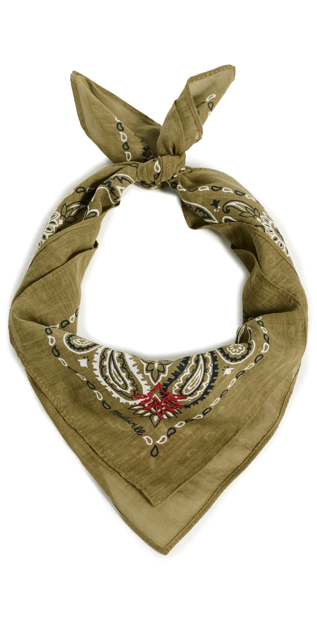 Madewell Embroidered Cotton Bandana Bien Fait Aged Olive