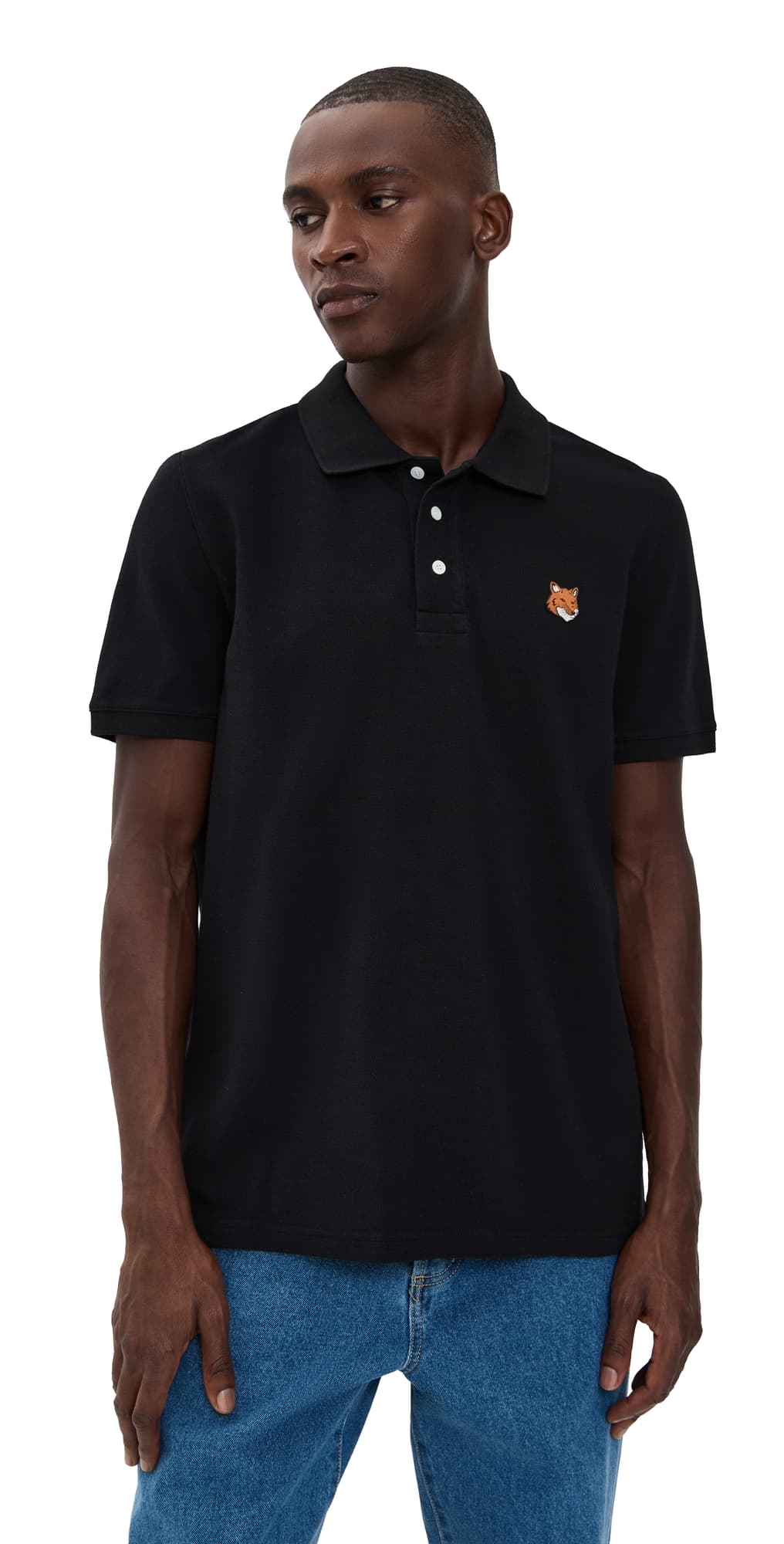 Maison Kitsuné Fox Head Patch Regular Polo Black