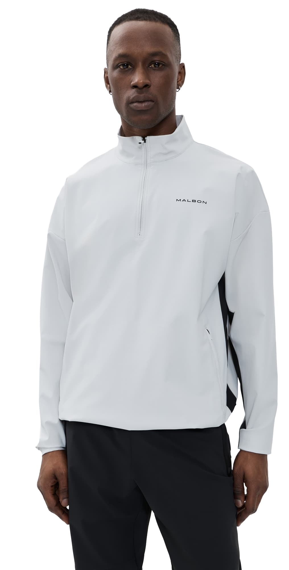 Malbon Performance Quarter Zip Shell Pullover Silver/Black