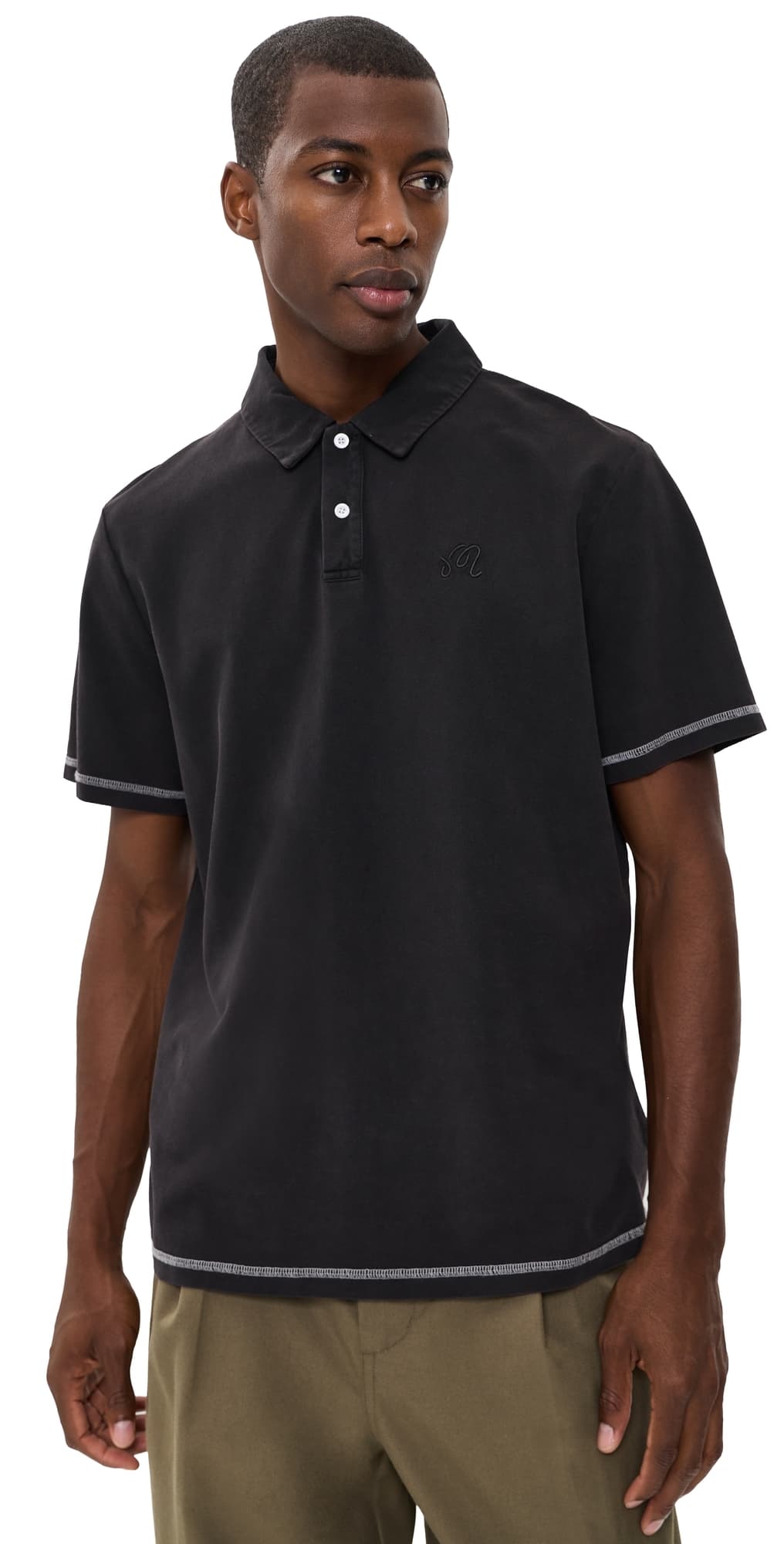 Malbon Overdyed Pique Polo Black