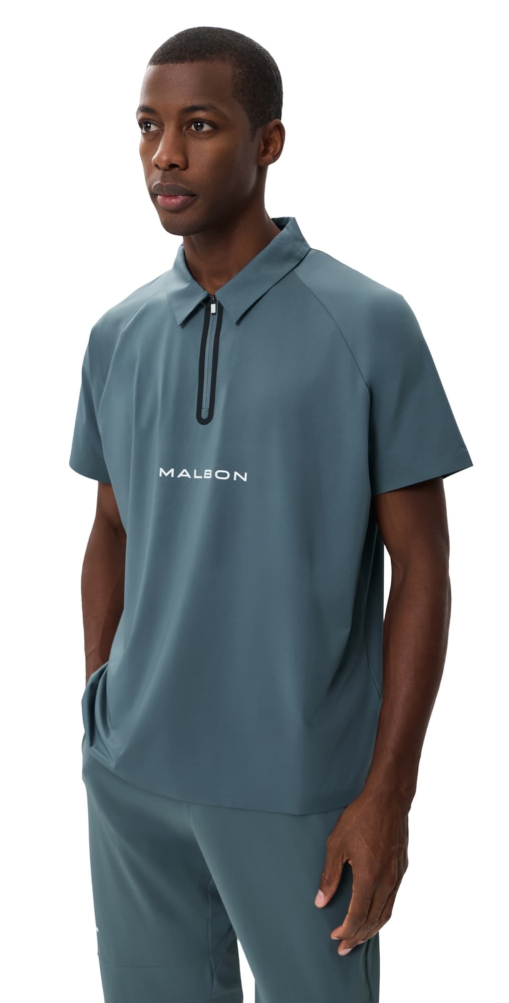 Malbon Performance Zip Raglan Polo Dark Slate
