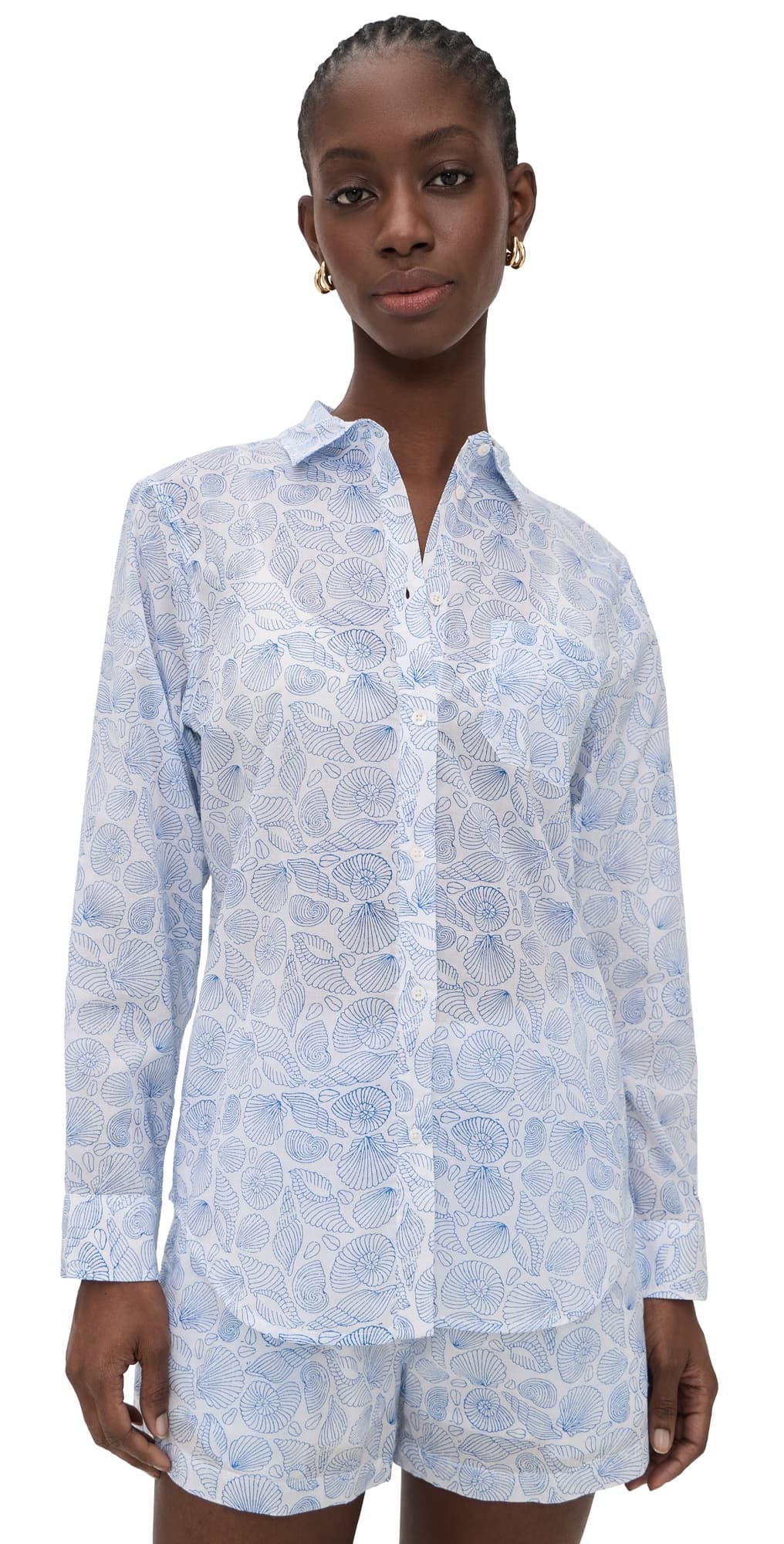 Marea Favorite Seashell Coverup Shirt Blue Seashell