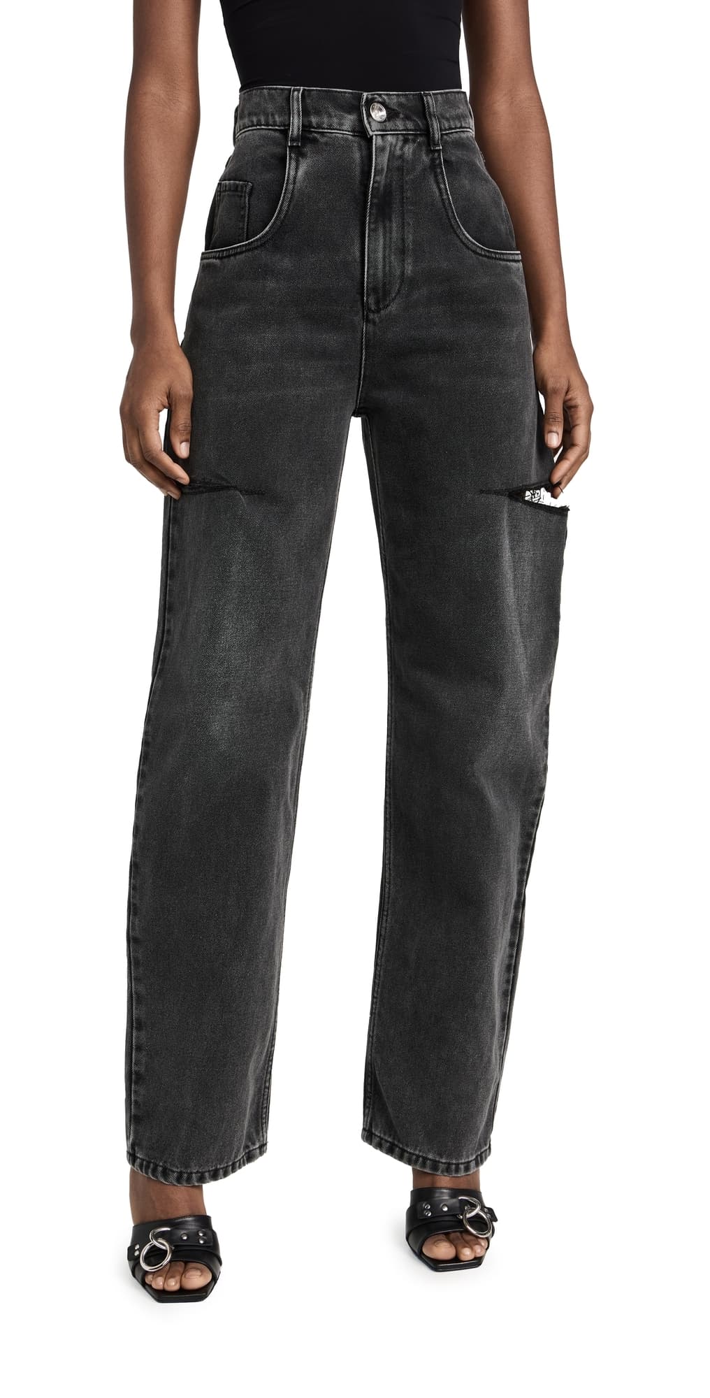 Maison Margiela Denim Jeans with Slash Details Black Washed