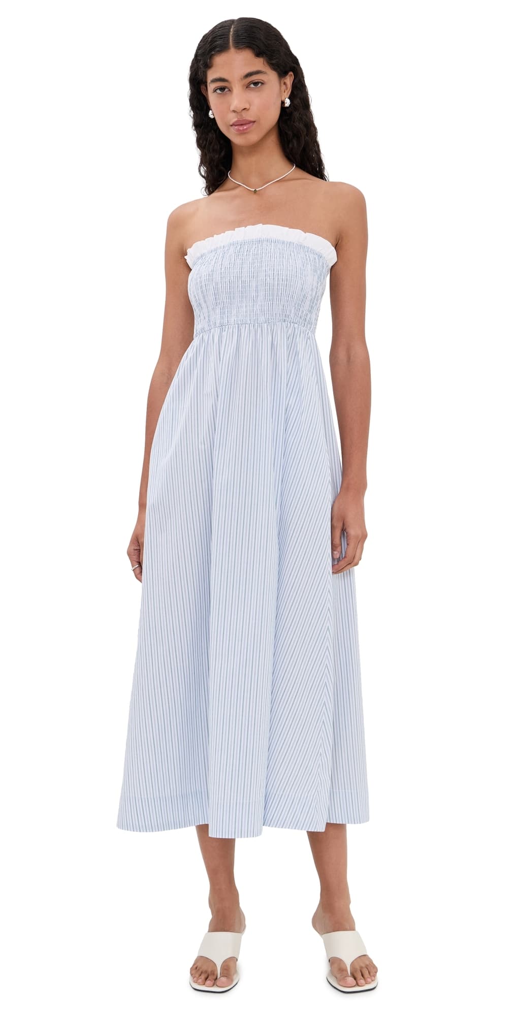 MAUDE CLUB Alicia Dress Blue Green Stripe
