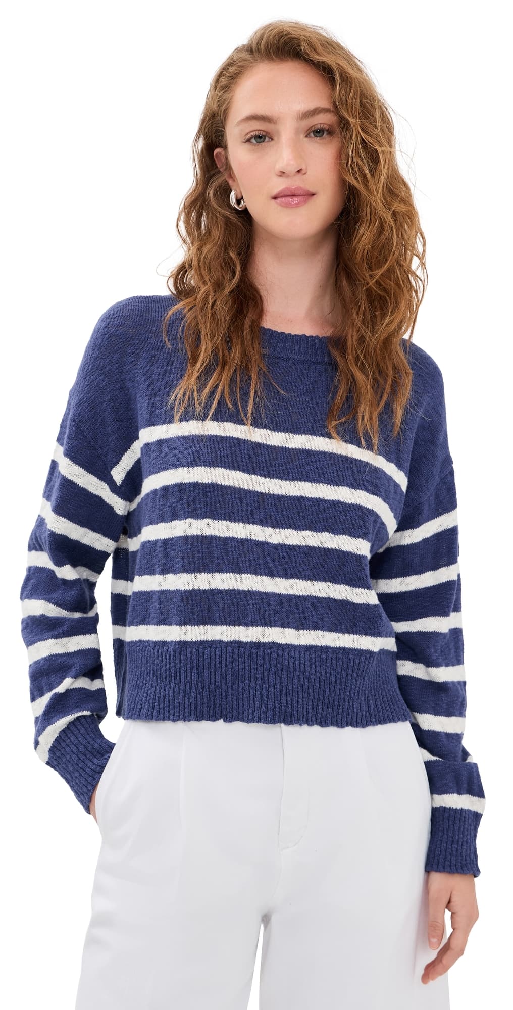 Marine Layer Seabreeze Crew Neck Sweater Navy/White Stripe