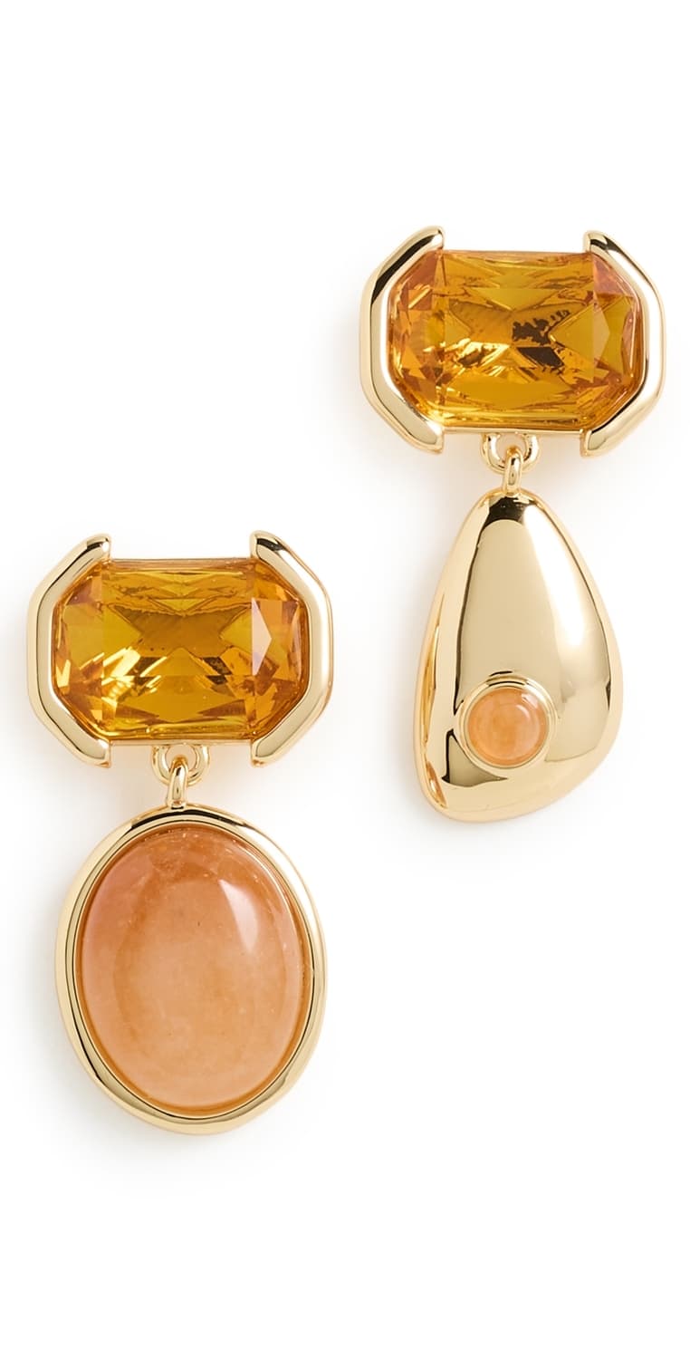 Mignonne Gavigan Clara Drop Earrings Orange Gold