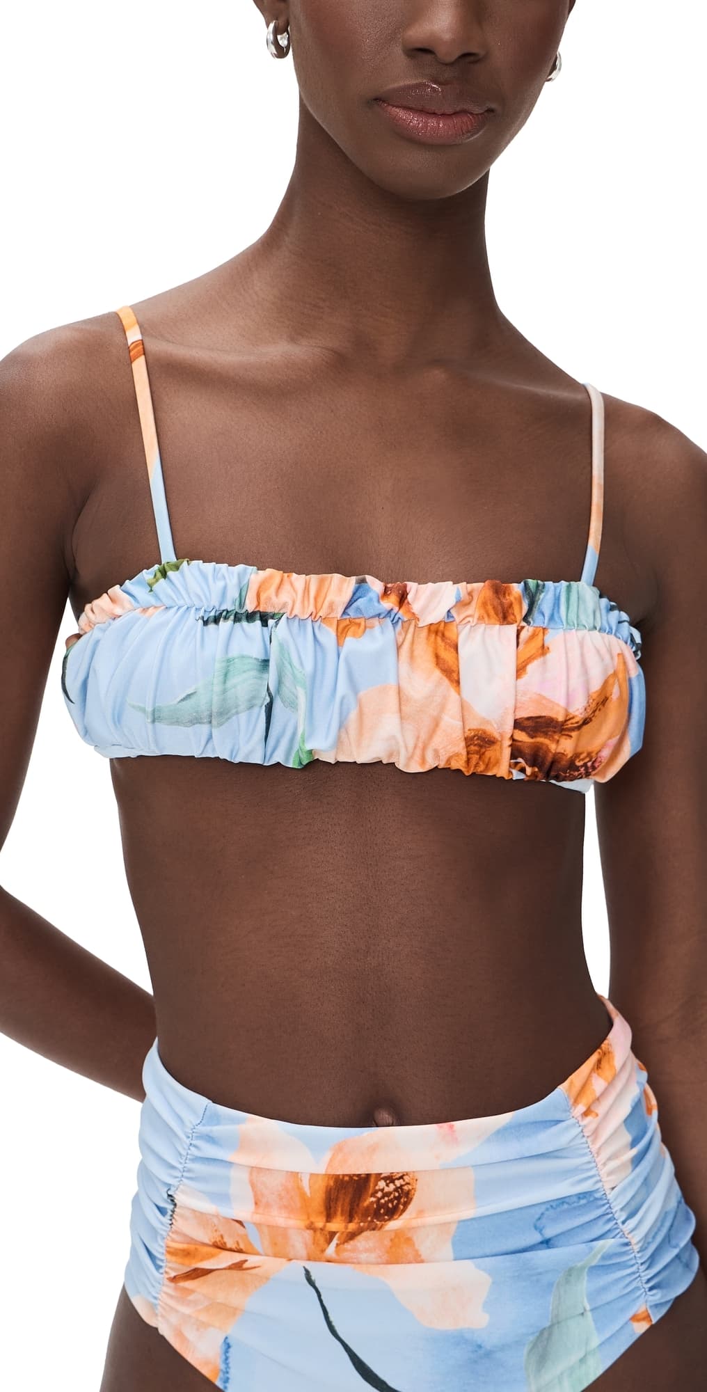 MINKPINK Sunspell Ruched Bikini Top Watercolor Floral