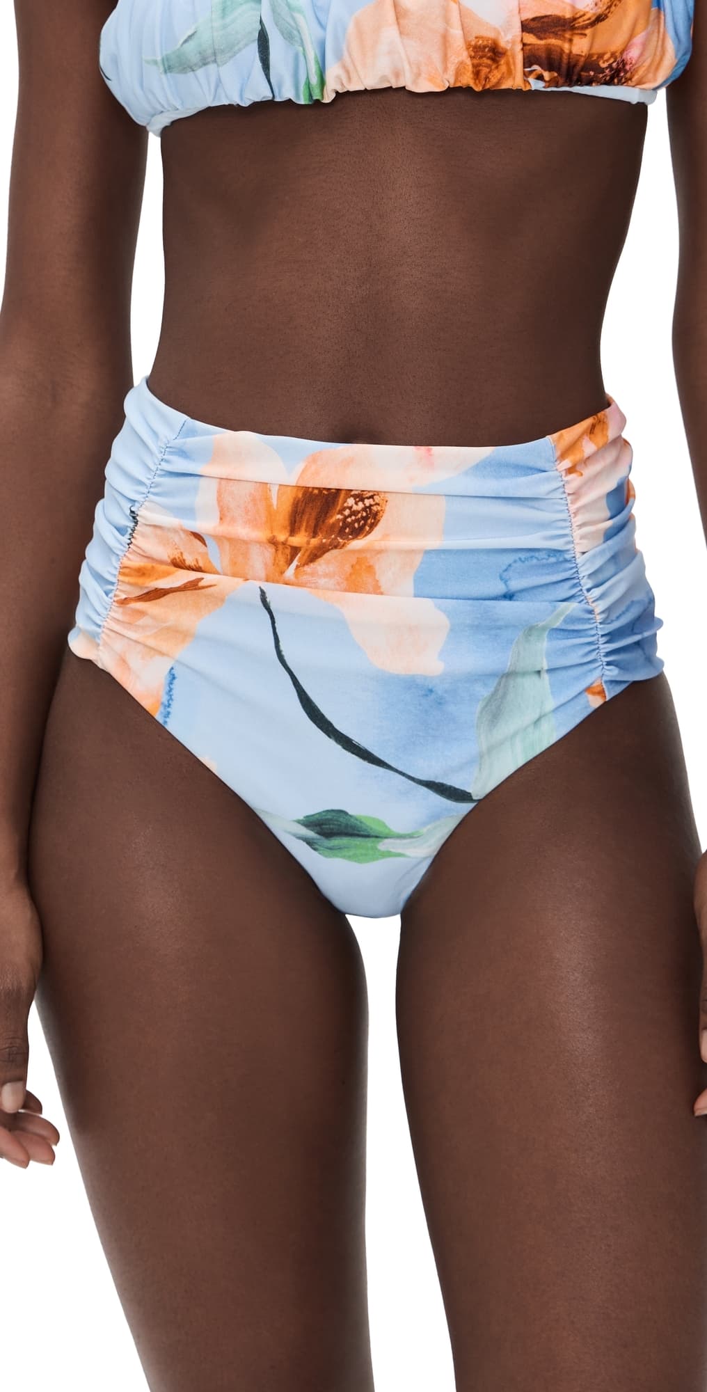 MINKPINK Sunspell Ruched Bikini Bottoms Watercolor Floral