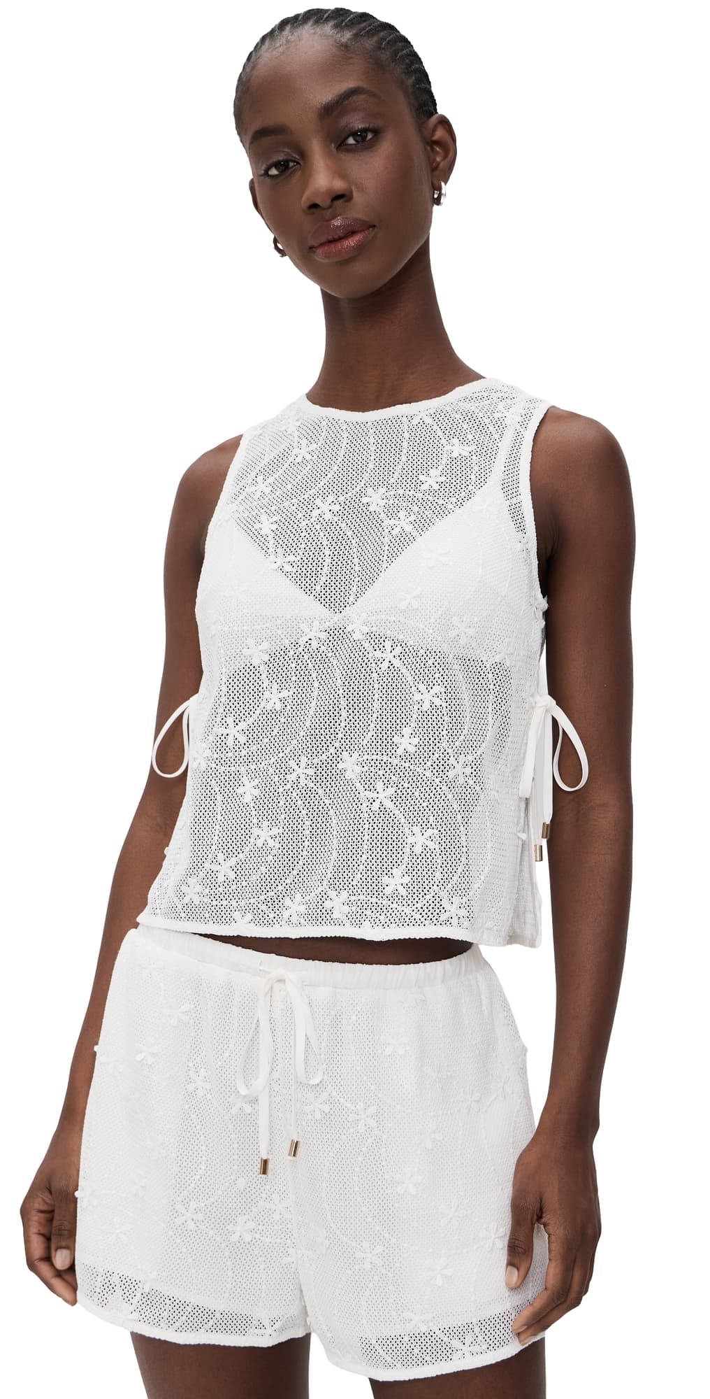 MINKPINK Sundara Tie Side Lace Coverup Top White