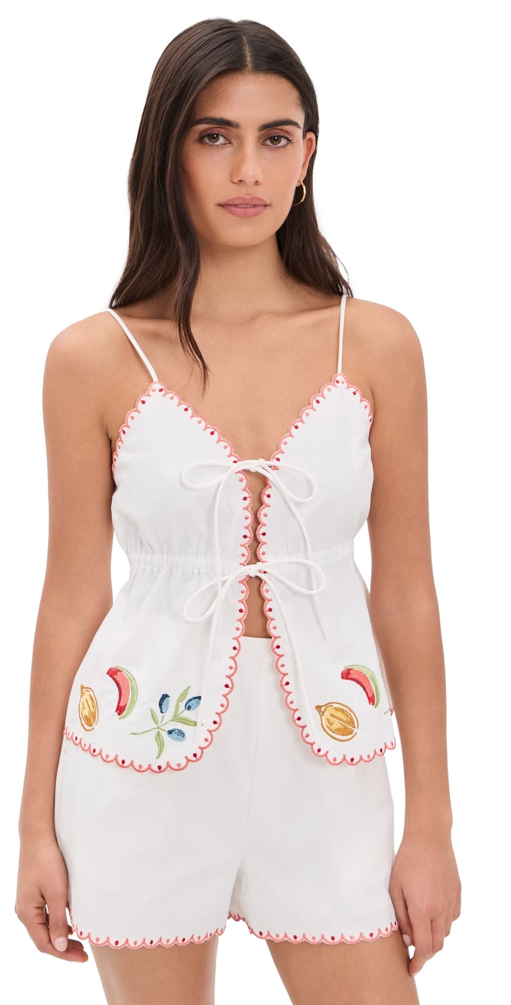 MINKPINK Santorini Embroidered Cami White