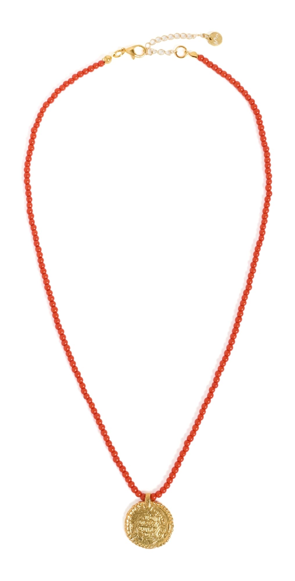Maison Irem Beaded Coin Necklace Red