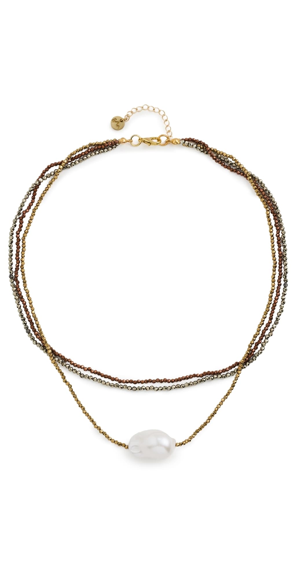 Maison Irem Triple Bronze Pearl Necklace Brown · One Size