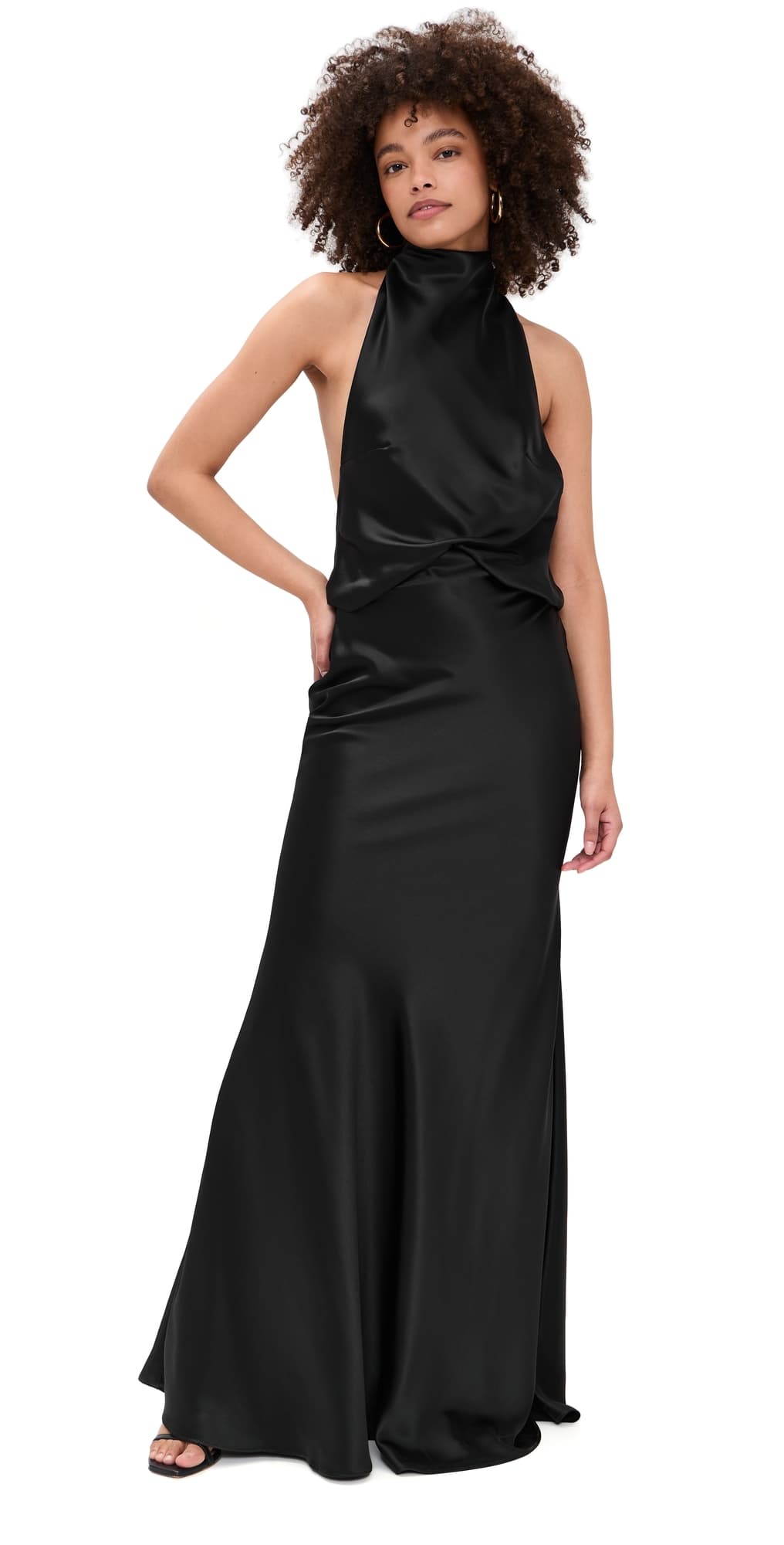 MISHA The Cameron Satin Dress Black