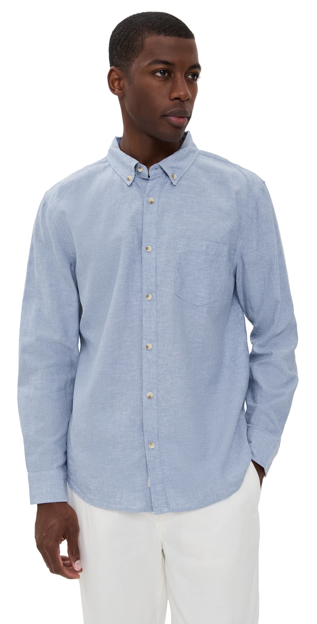 Marine Layer Better-Than-Linen Shirt Chambray