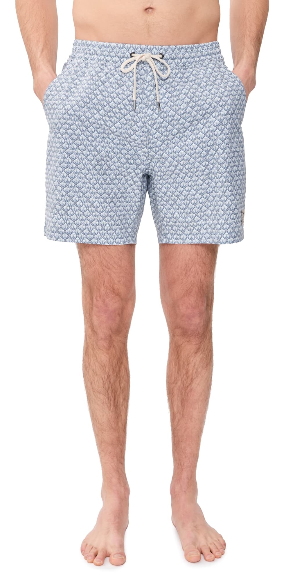 Marine Layer Lined Sport & Swim Shorts 6 Light Blue Agave Print