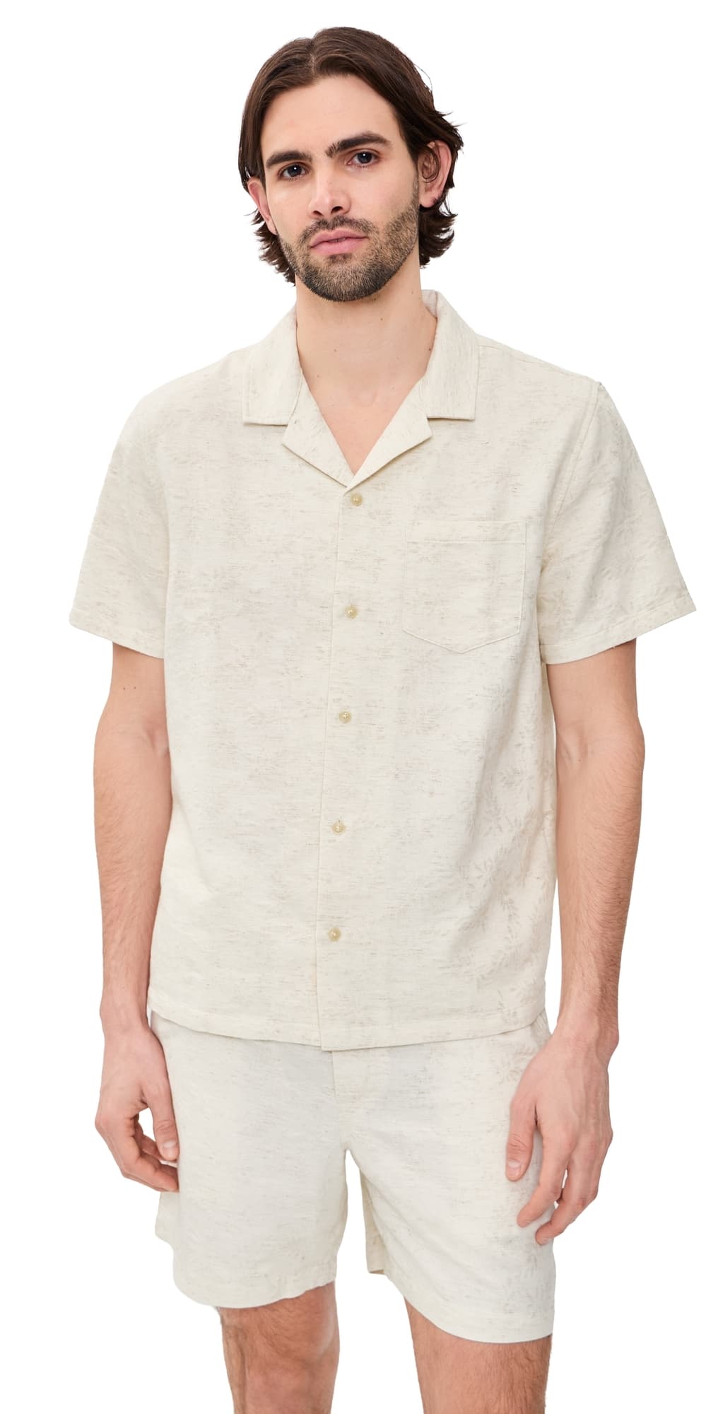 Marine Layer Jacquard Resort Shirt Natural/Tan