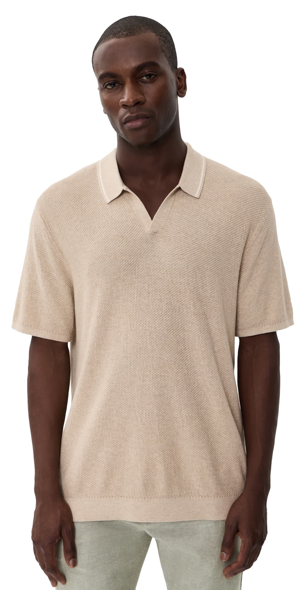 Marine Layer Greyson Sweater Polo Taupe
