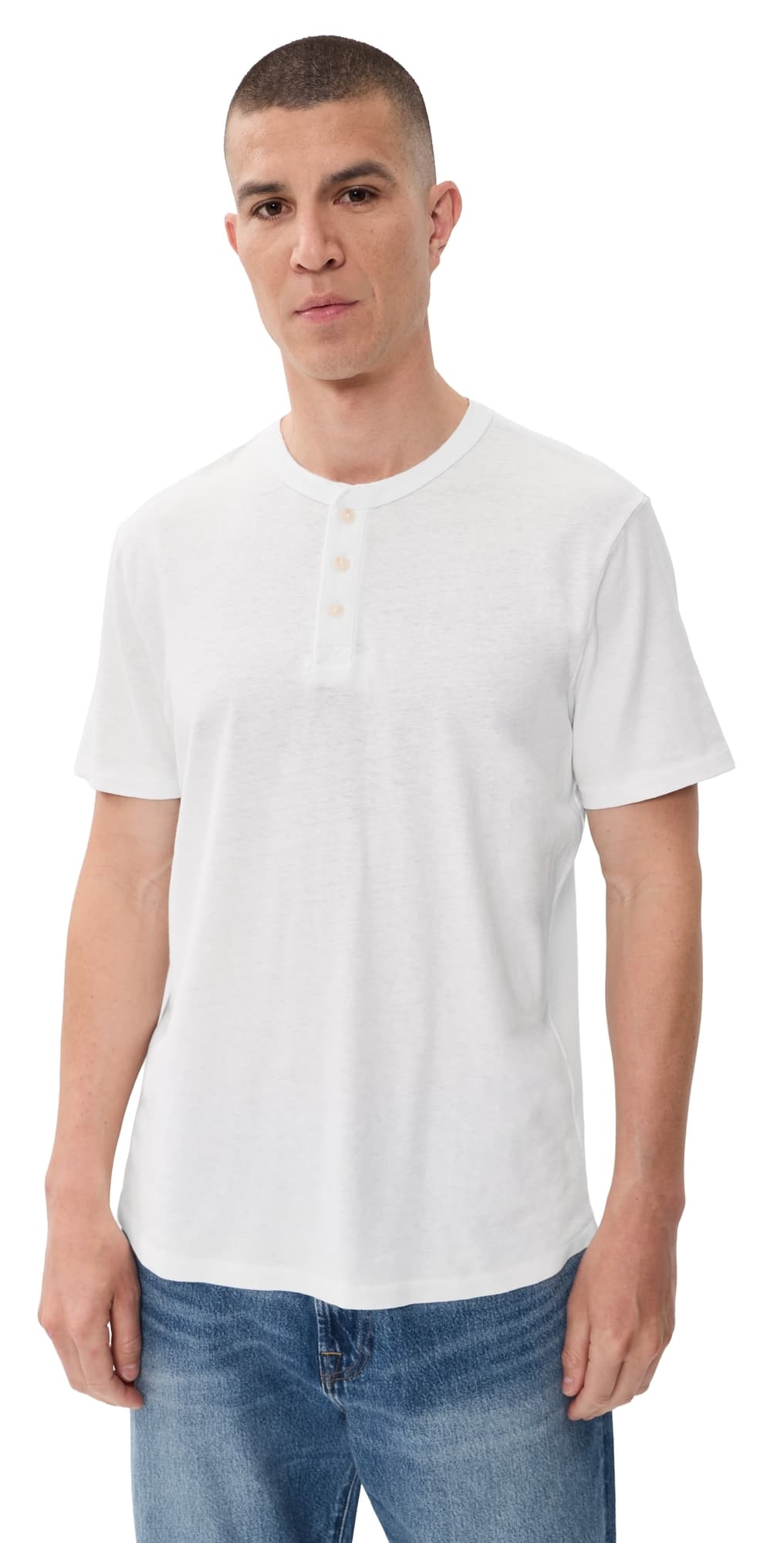 Marine Layer Hemp Cotton Henley Tee White