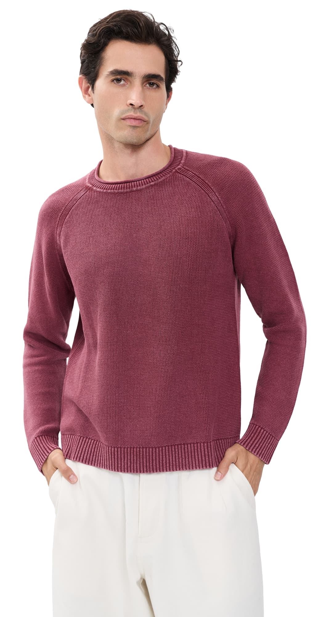 Marine Layer Garment Dye Roll Neck Sweater Cabernet