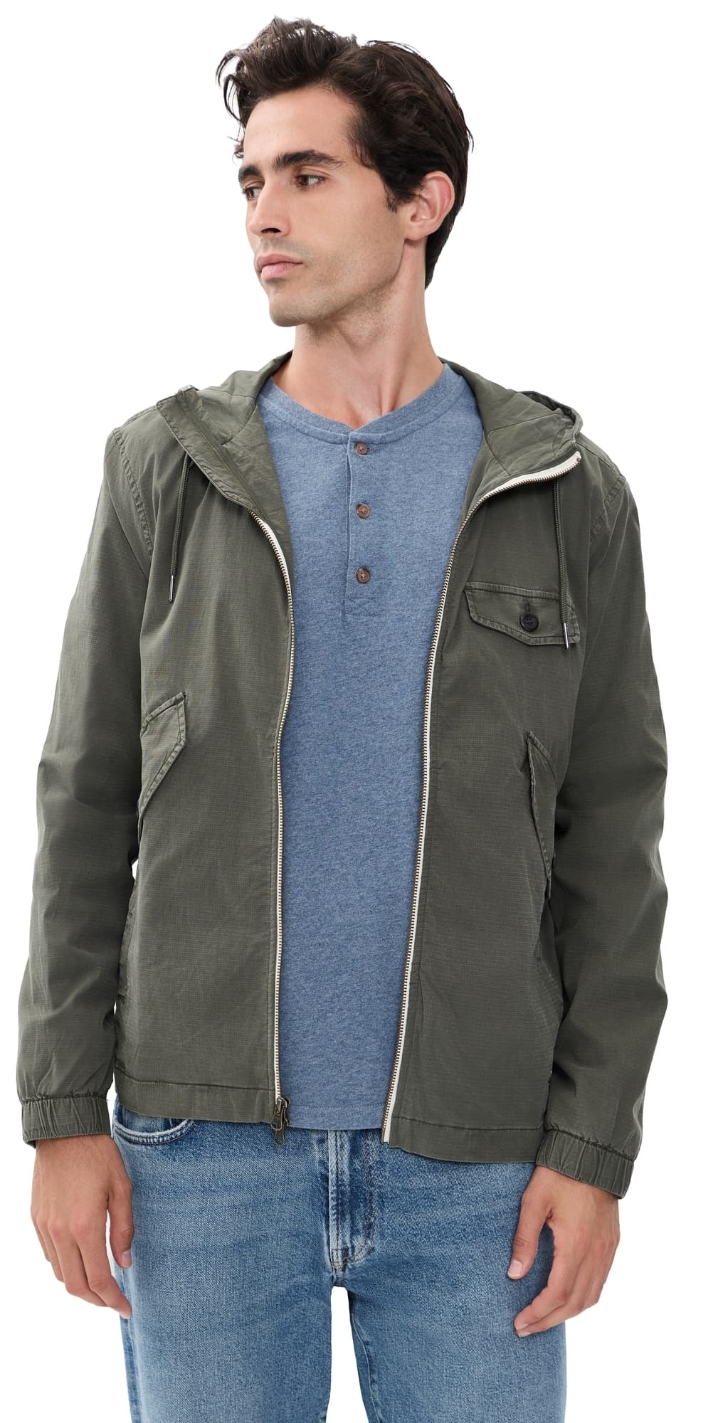 Marine Layer Ripstop Windbreaker Jacket Dark Green