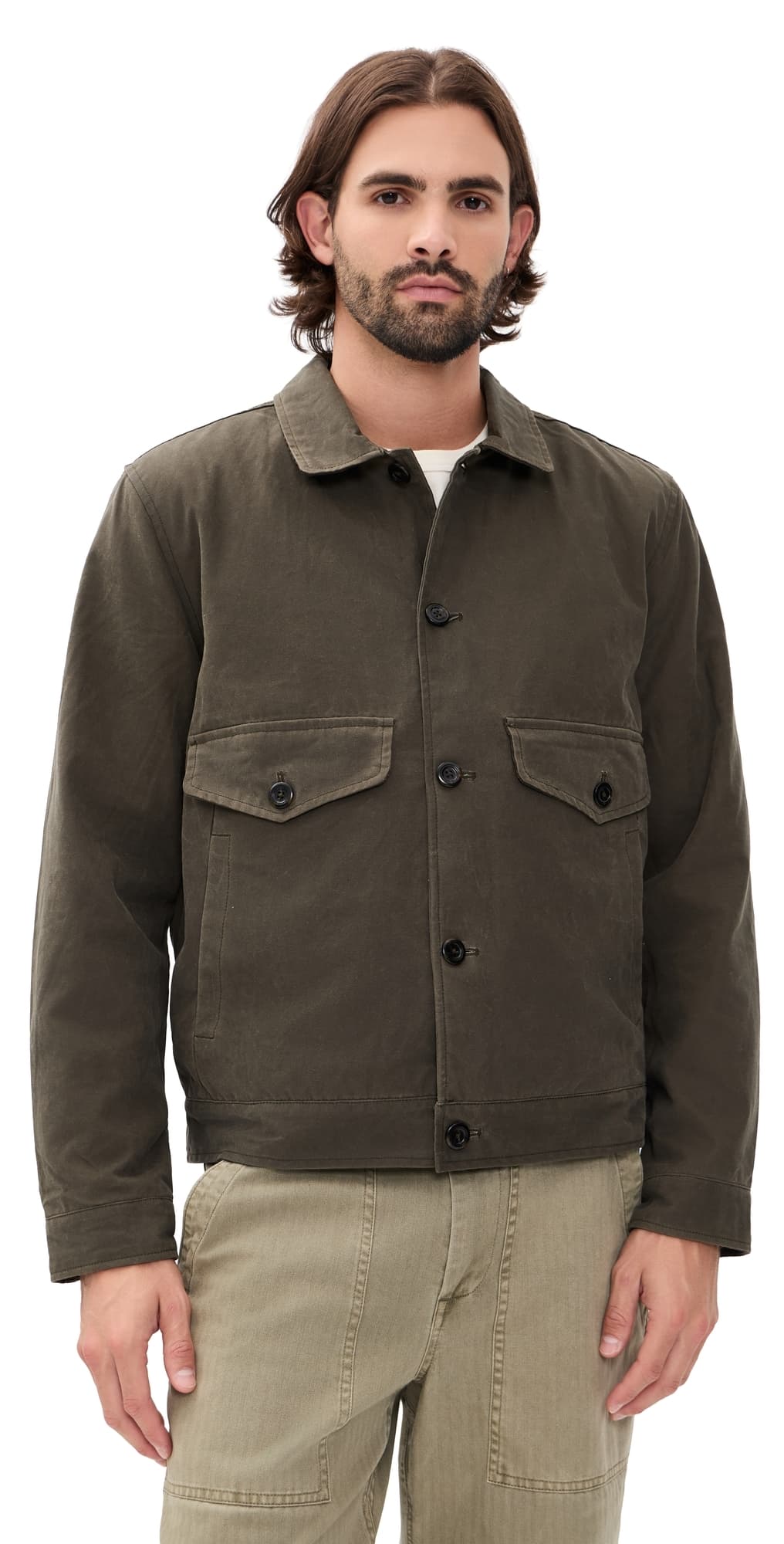 Marine Layer Waxed Trucker Jacket Olive
