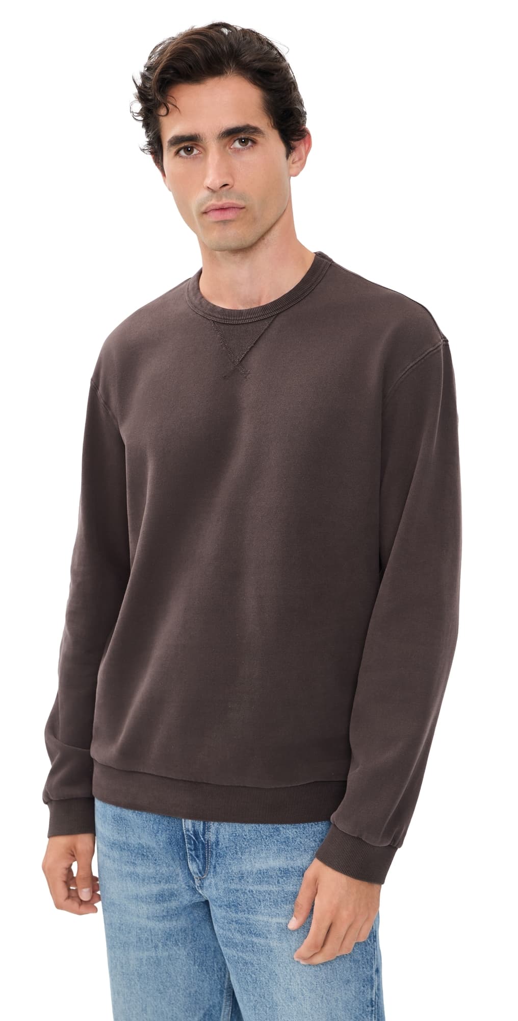 Marine Layer Relaxed Cloud 9 Fleece Crew Neck Sweatshirt Coffee
