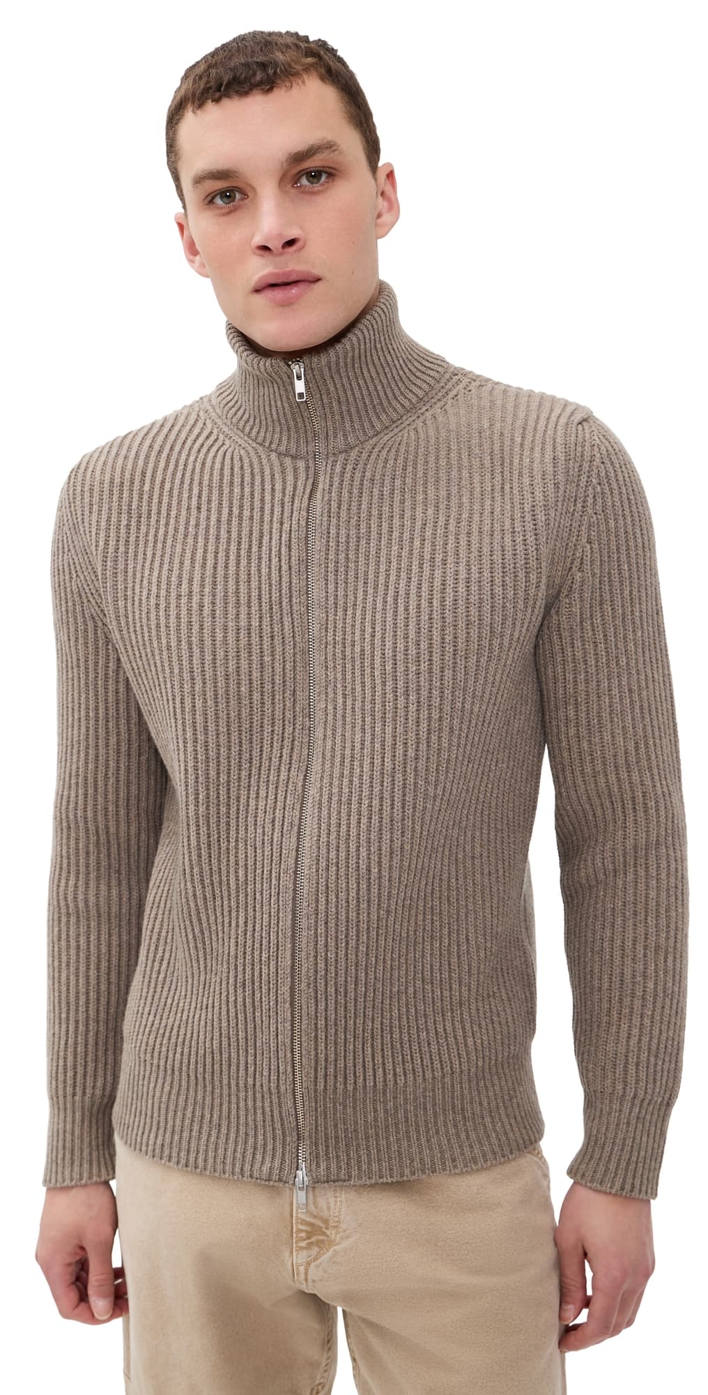 MM6 Maison Margiela Full Zip Sweater Beige Melange