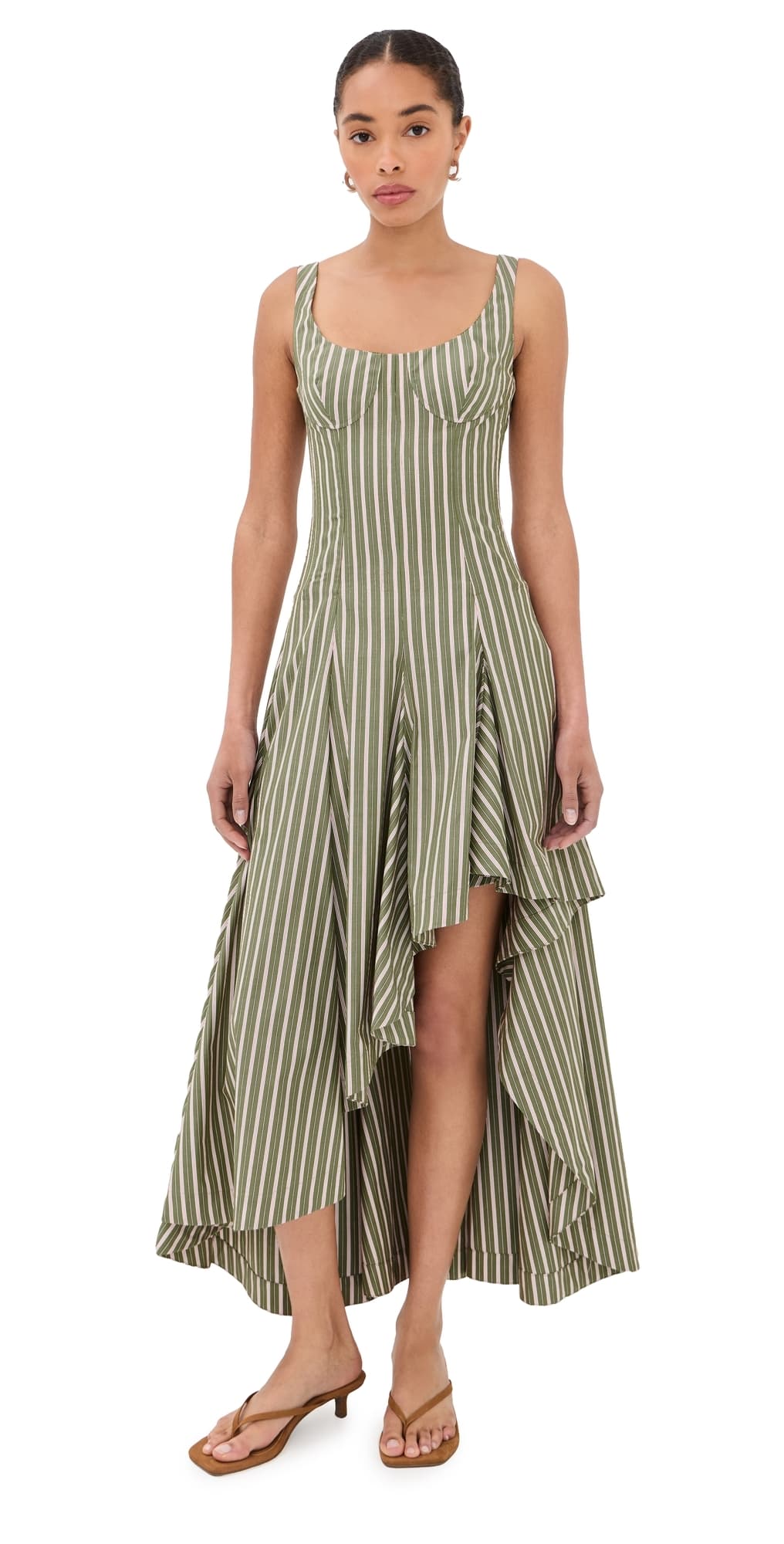 Monse Striped Corset Dress Sage Multi