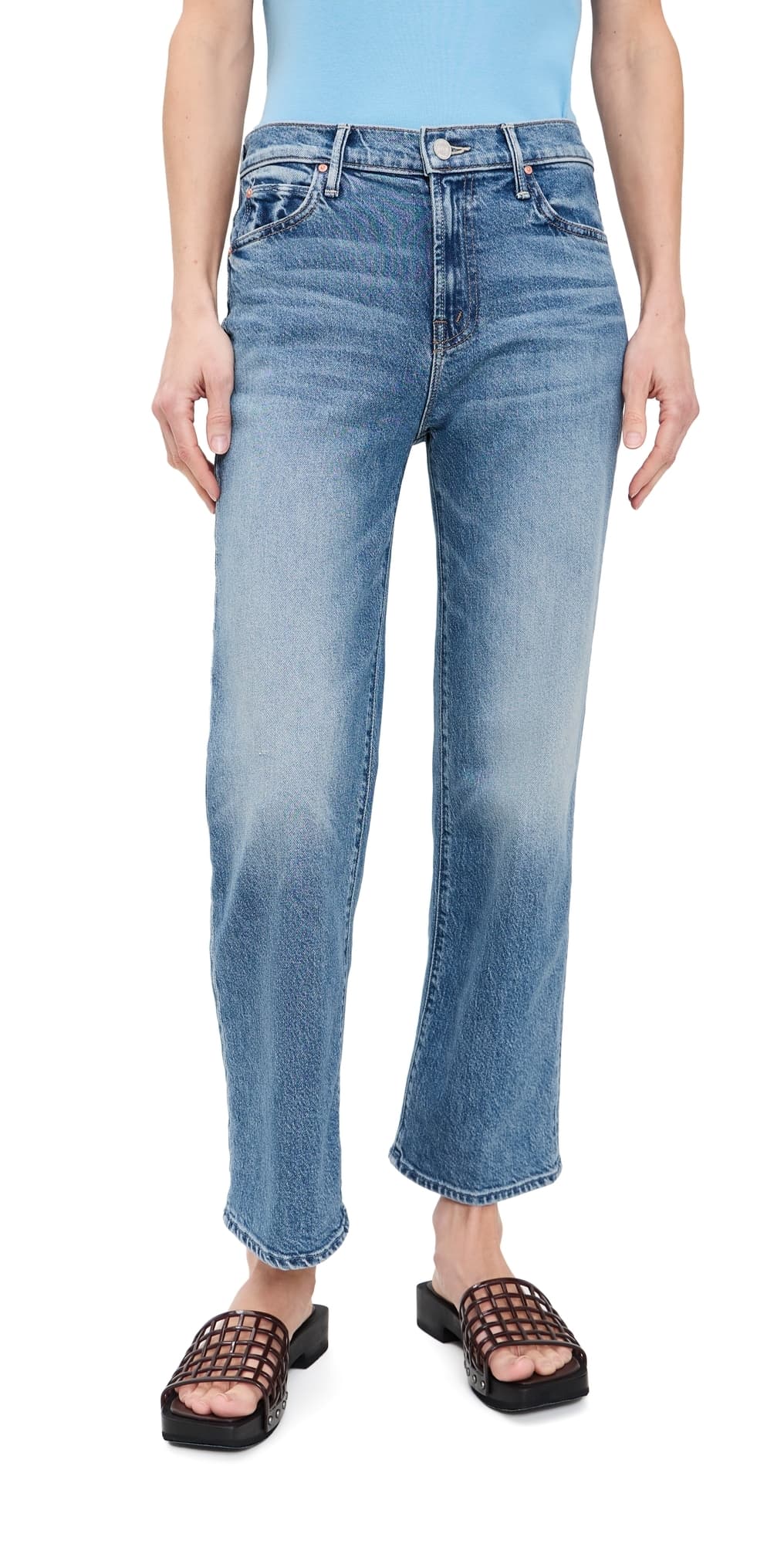 MOTHER Petite Lil Kick It Ankle Jeans Birds Gone Wild