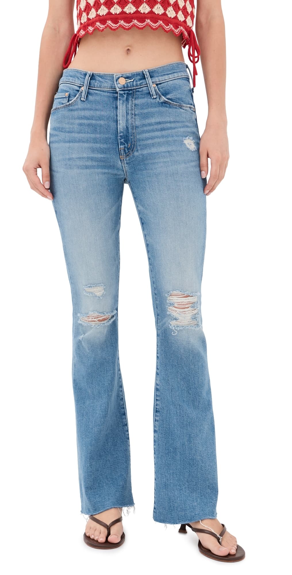 MOTHER The Weekender Fray Flare Jeans Chaos Is Calling