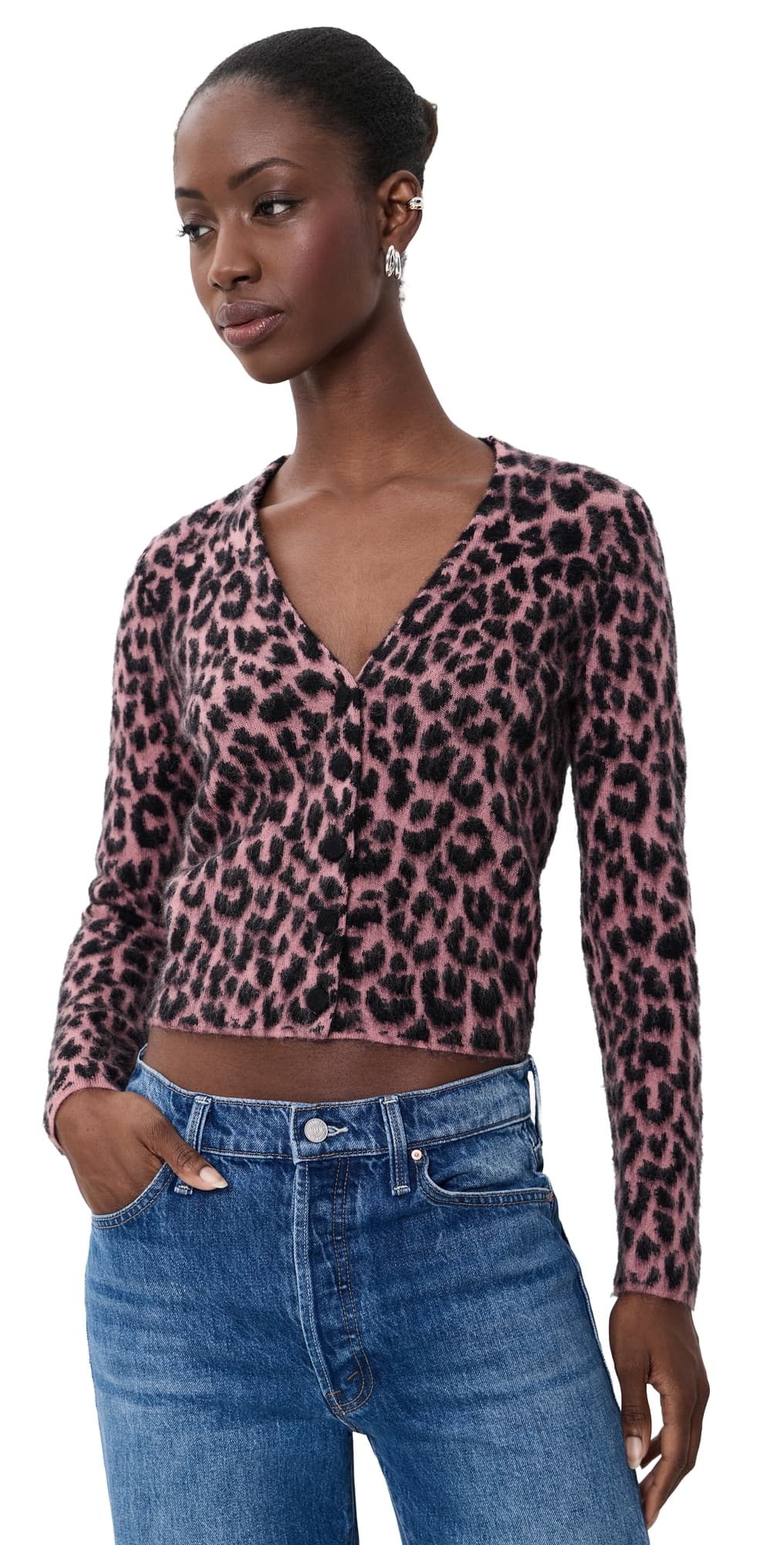 MOTHER The Baby Peek-A-Boo Cardigan Black/Pink