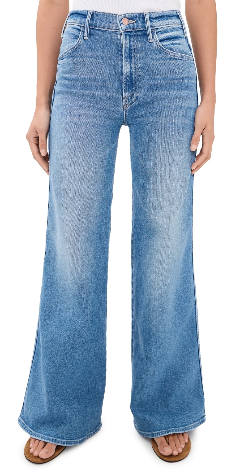 MOTHER Hustler Roller Double Sneak Jeans Saddle Up